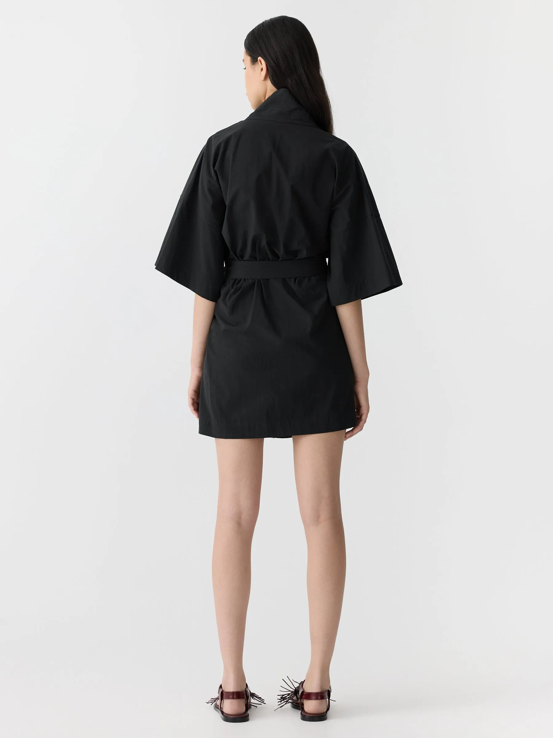 Crushed Cotton Wrap Dress