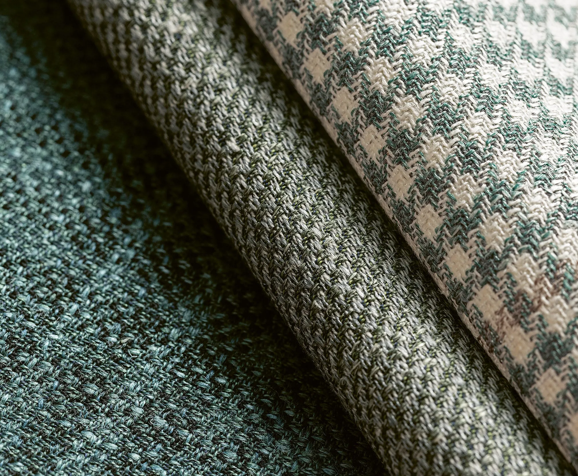 Drago Bottle Green Wool, Silk & Linen with Dark Green Overcheck