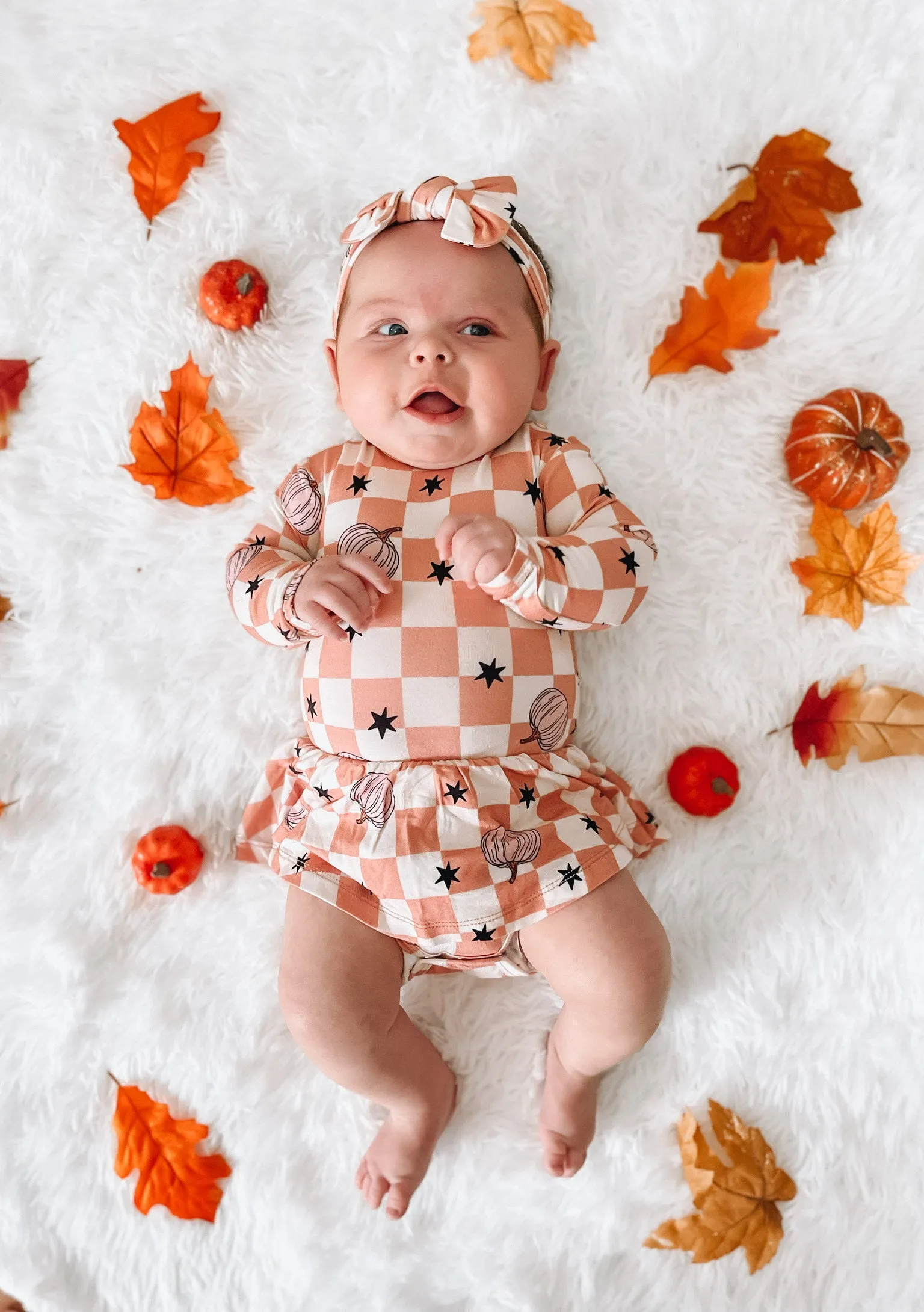 Dream Big Little Co Harvest Kisses Checks Dream Onesie Dress