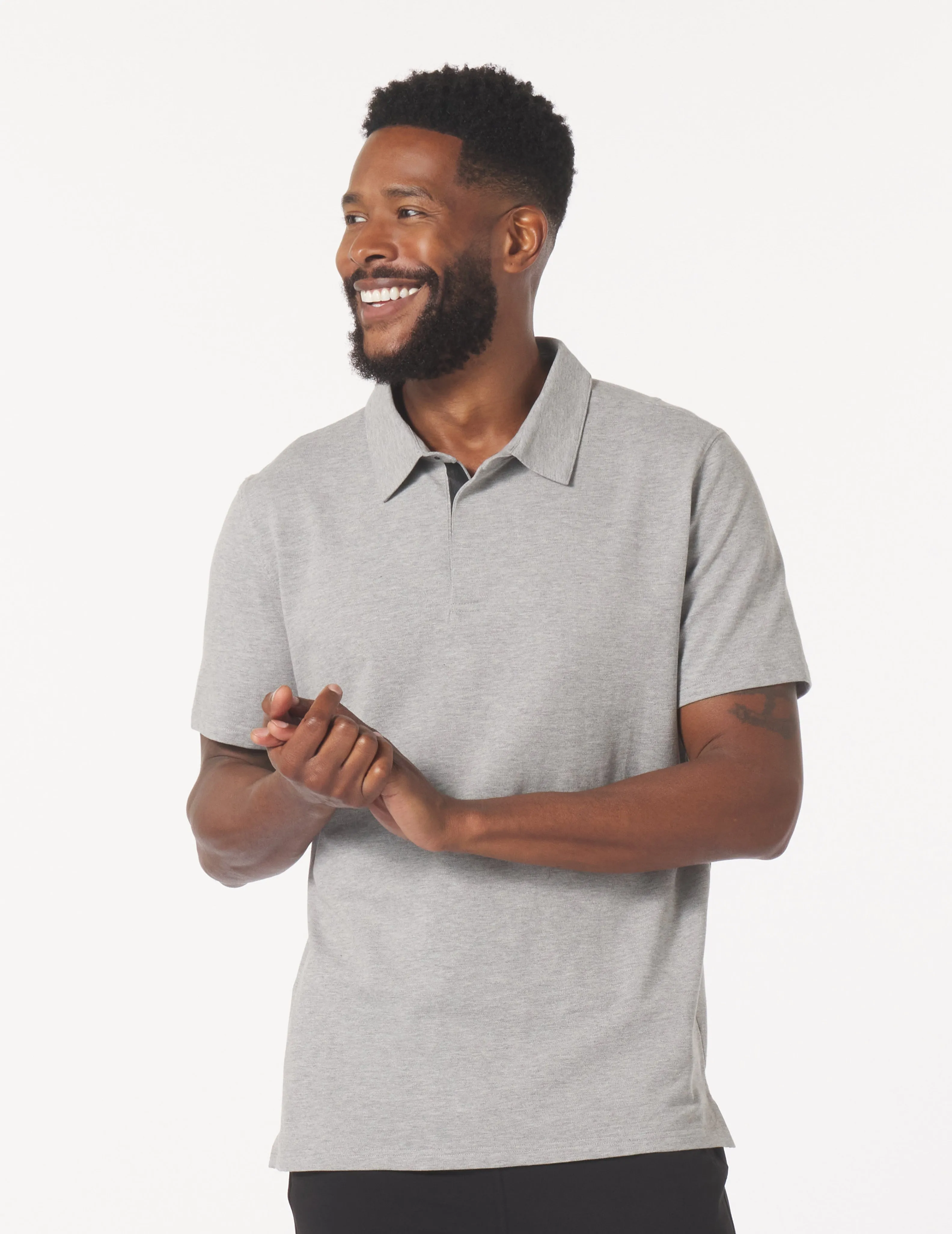 Eagle Pique Polo: Dark Heather Grey