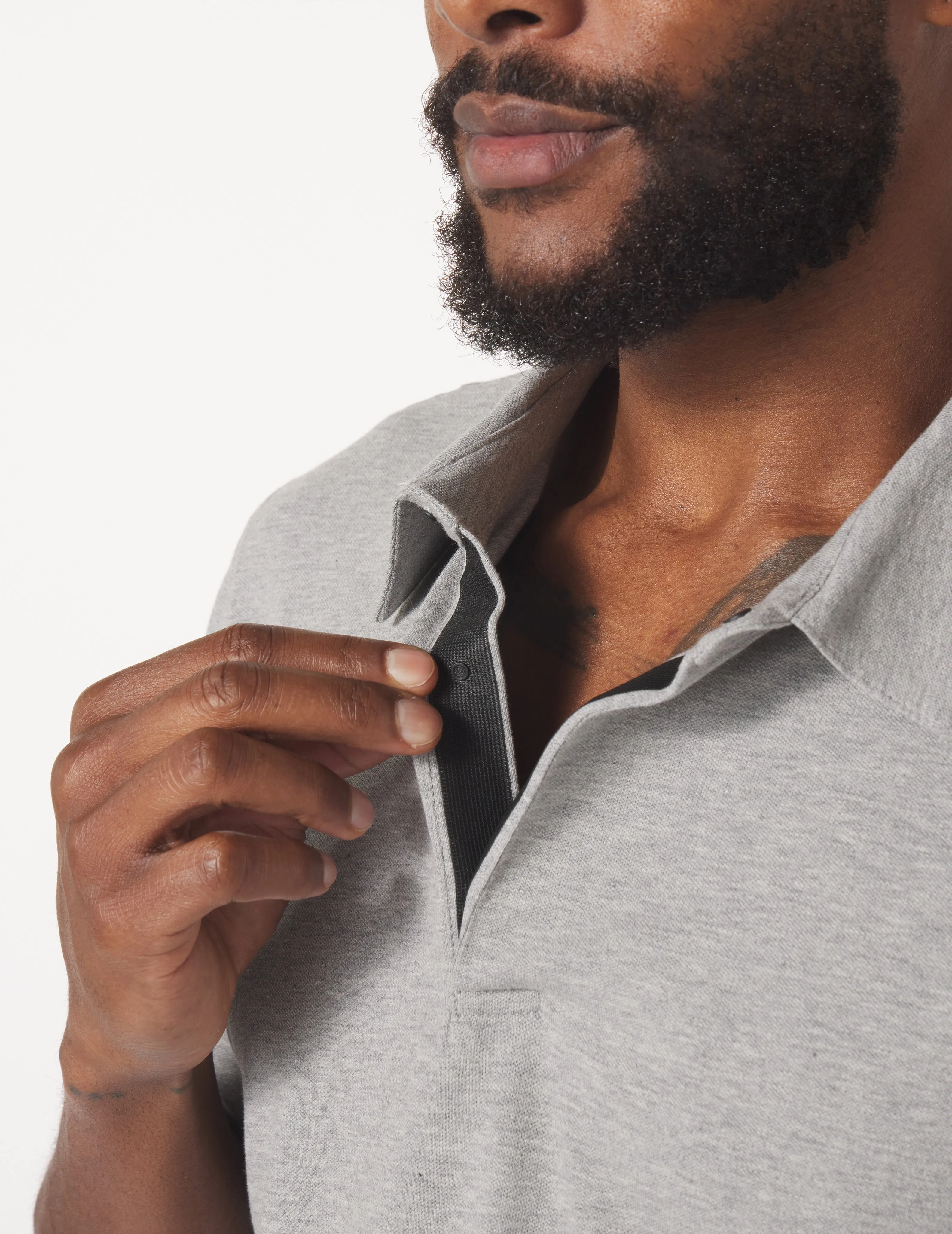 Eagle Pique Polo: Dark Heather Grey