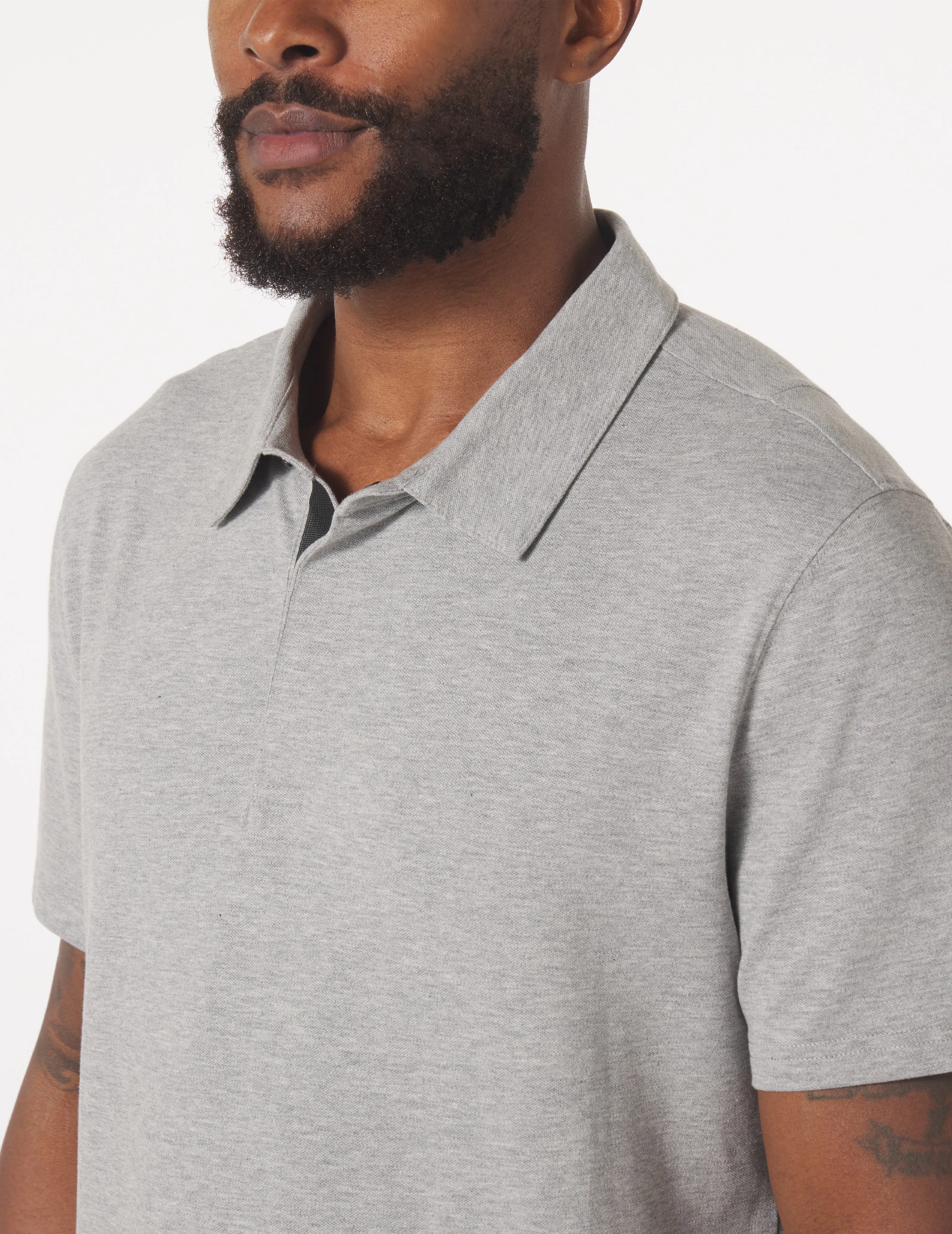 Eagle Pique Polo: Dark Heather Grey