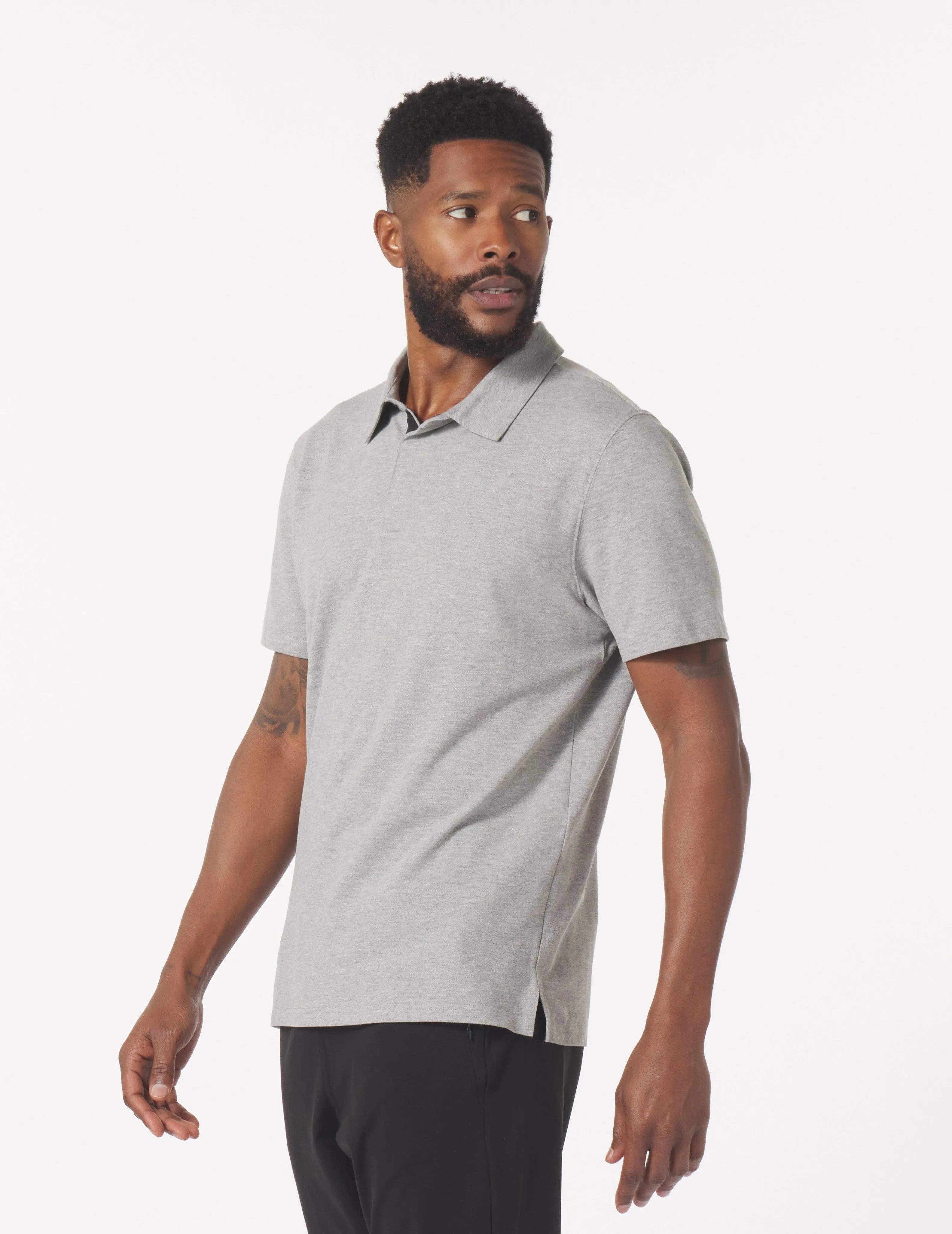 Eagle Pique Polo: Dark Heather Grey