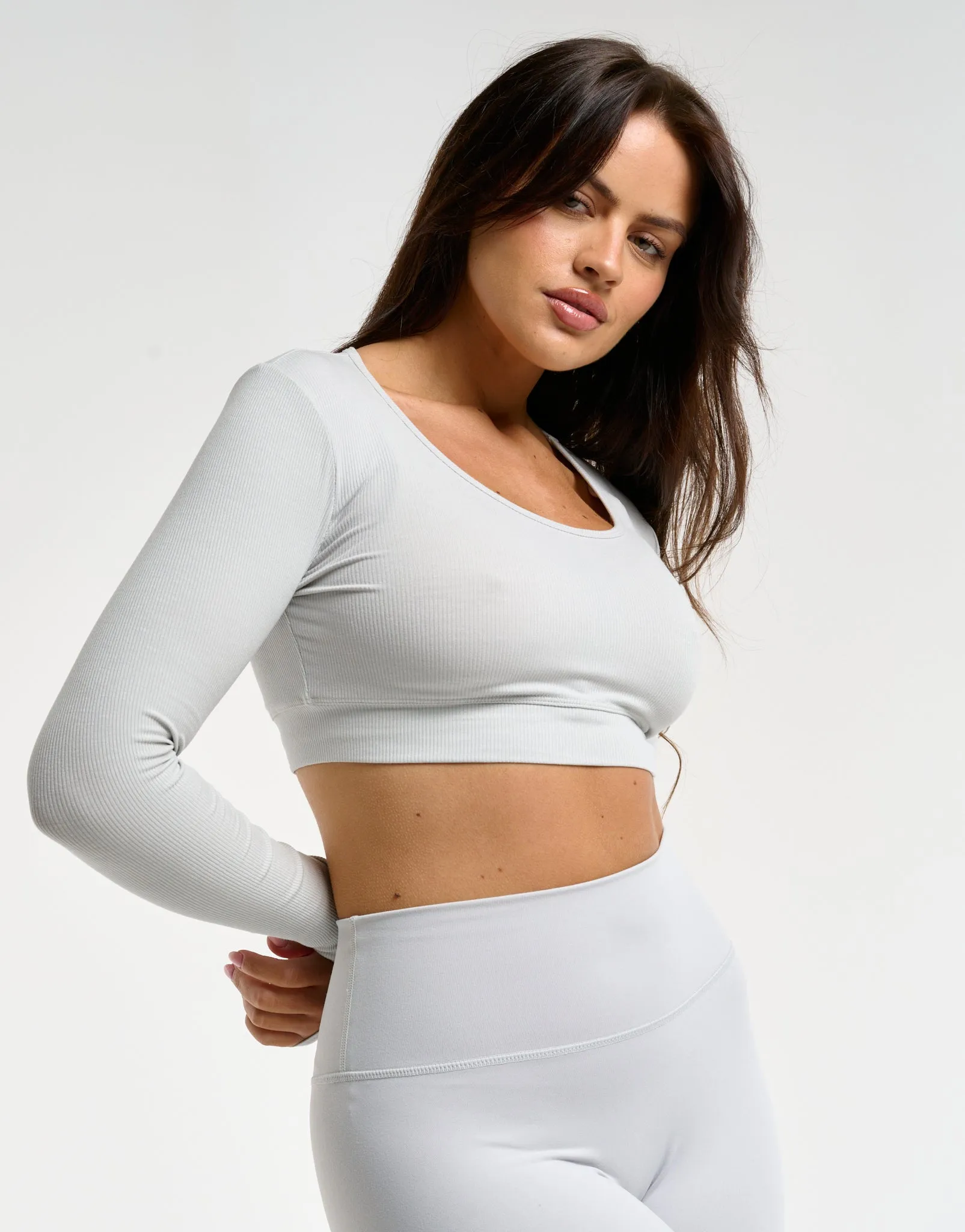 Echt Ribbed Cropped Long Sleeve - Micro Grey