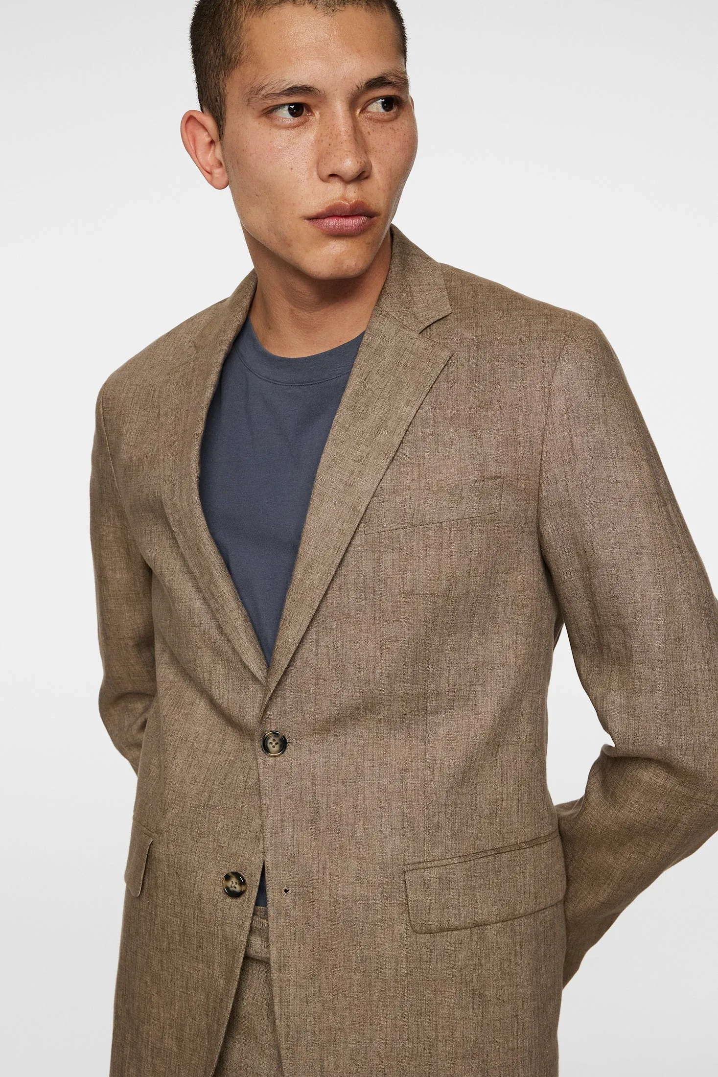 Elton U Super Linen Blazer / Sepia Tint