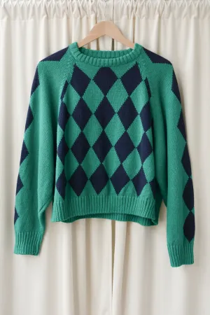 Emerald Harlequin Boxy Crop Sweater
