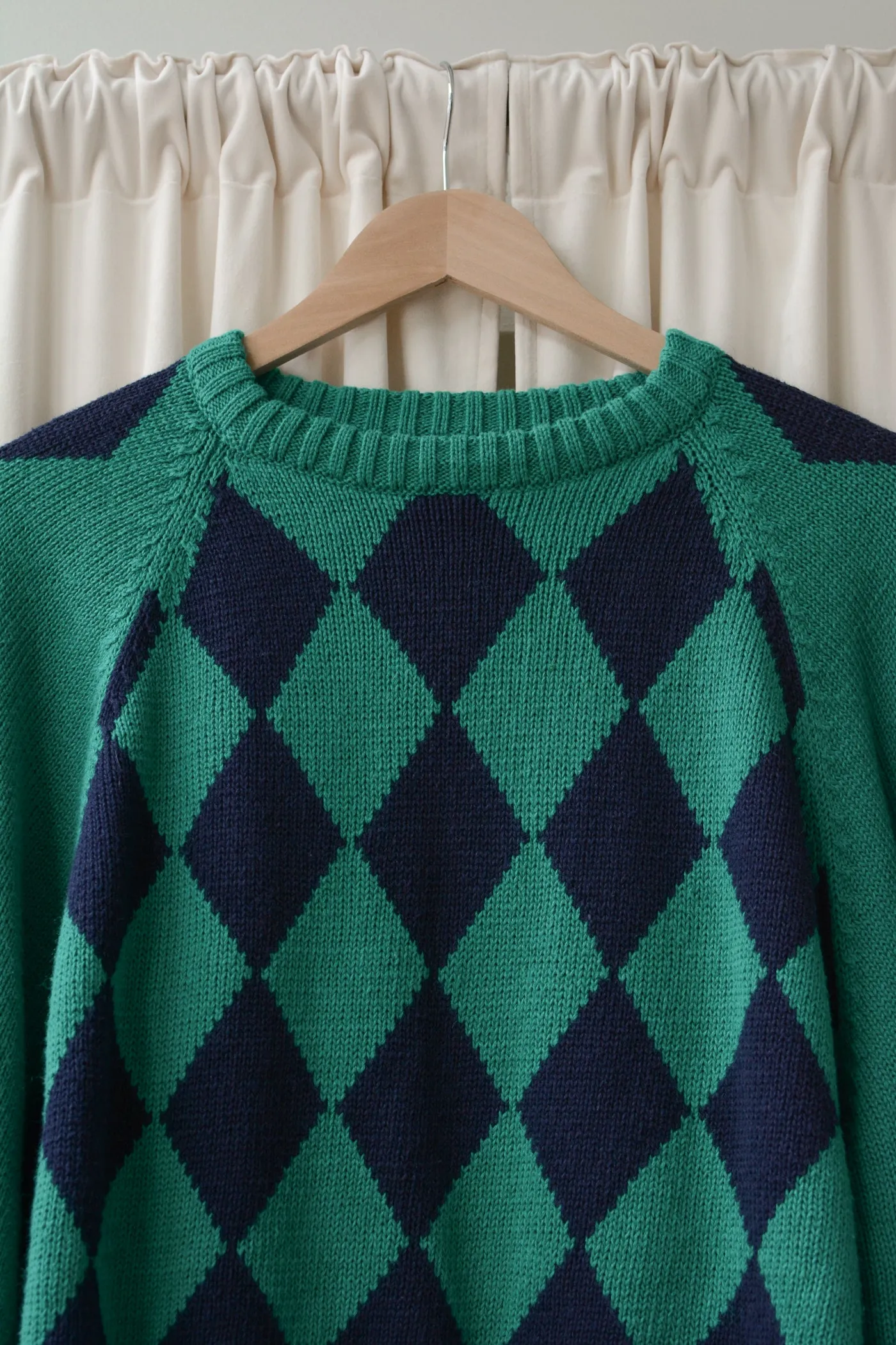 Emerald Harlequin Boxy Crop Sweater