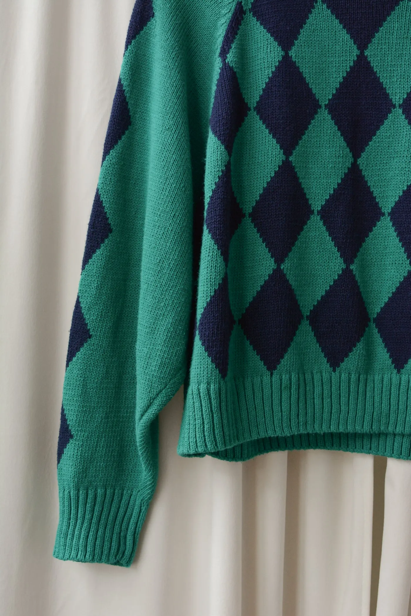 Emerald Harlequin Boxy Crop Sweater