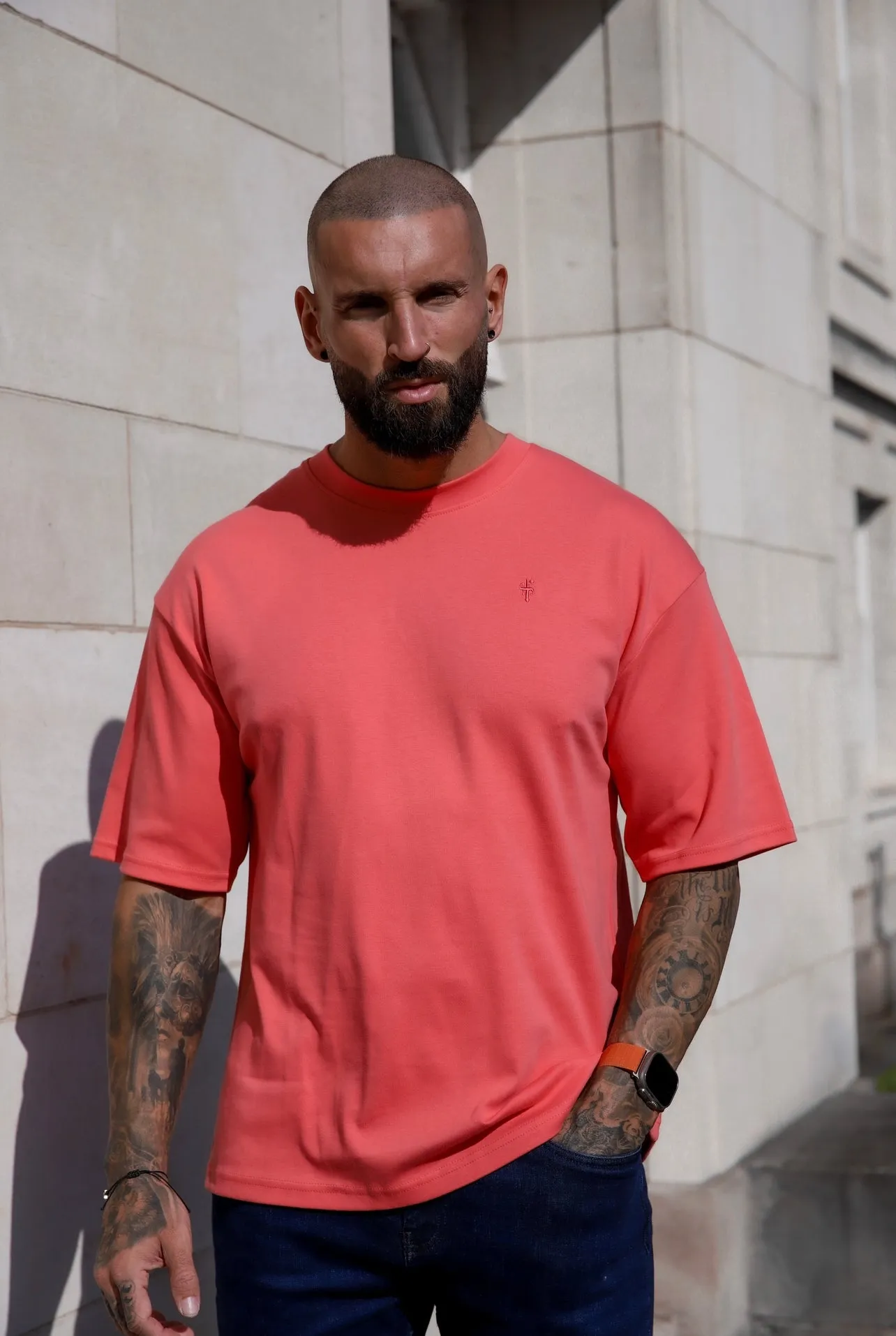 Father Sons Classic Coral Oversized Crew T Shirt - FSH863