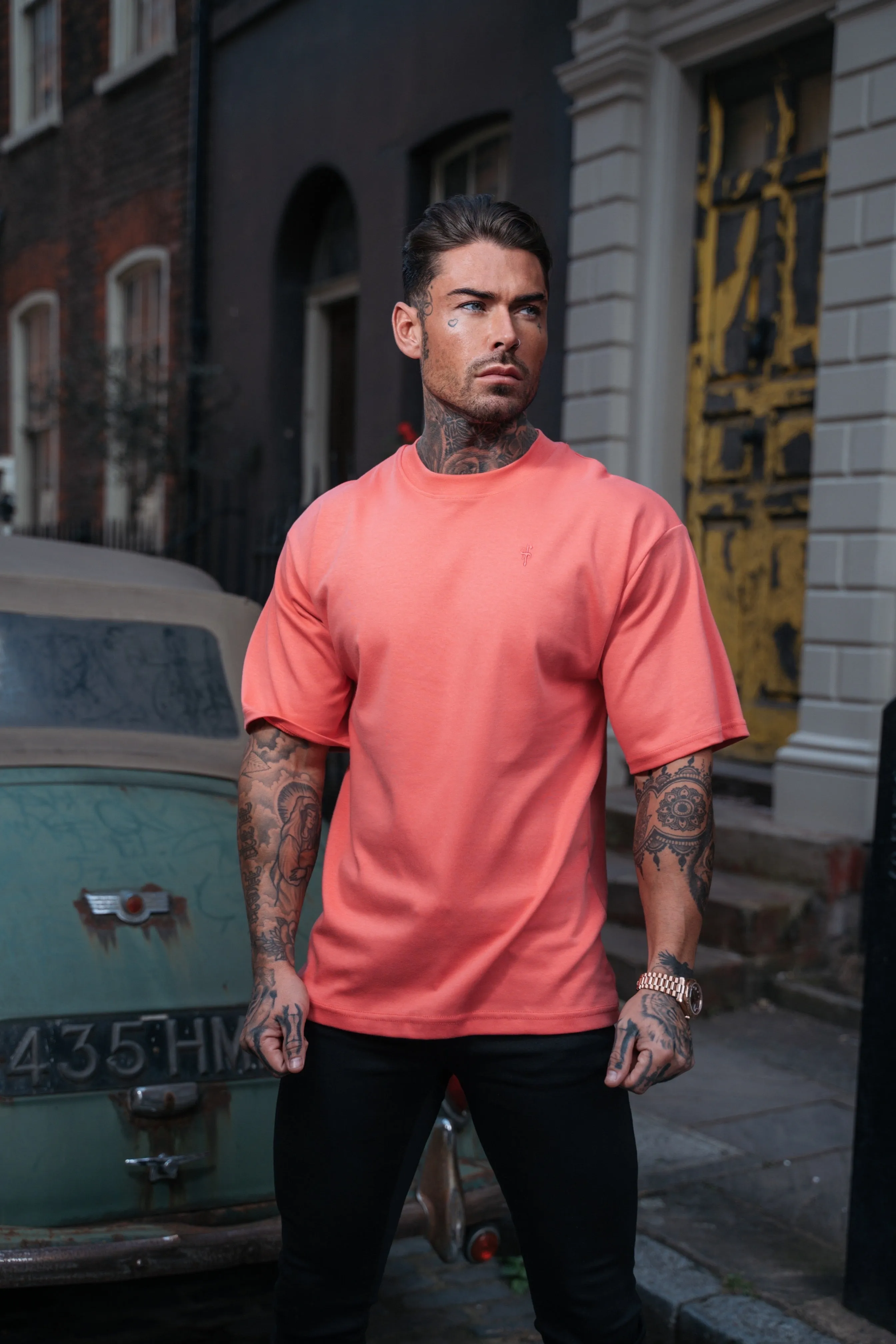 Father Sons Classic Coral Oversized Crew T Shirt - FSH863