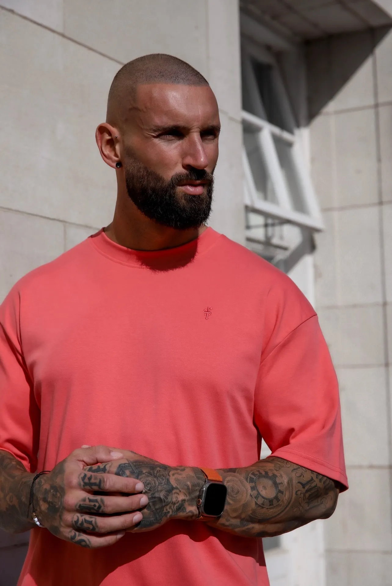 Father Sons Classic Coral Oversized Crew T Shirt - FSH863