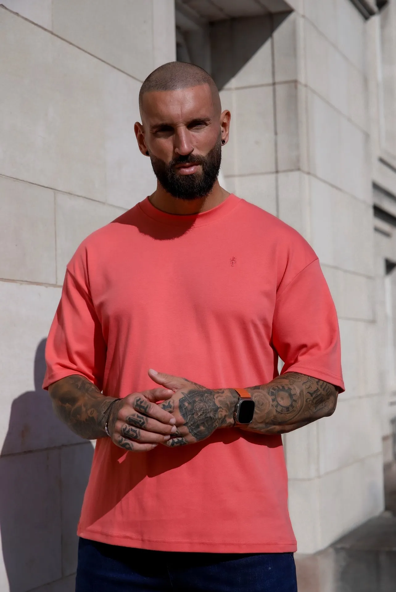 Father Sons Classic Coral Oversized Crew T Shirt - FSH863