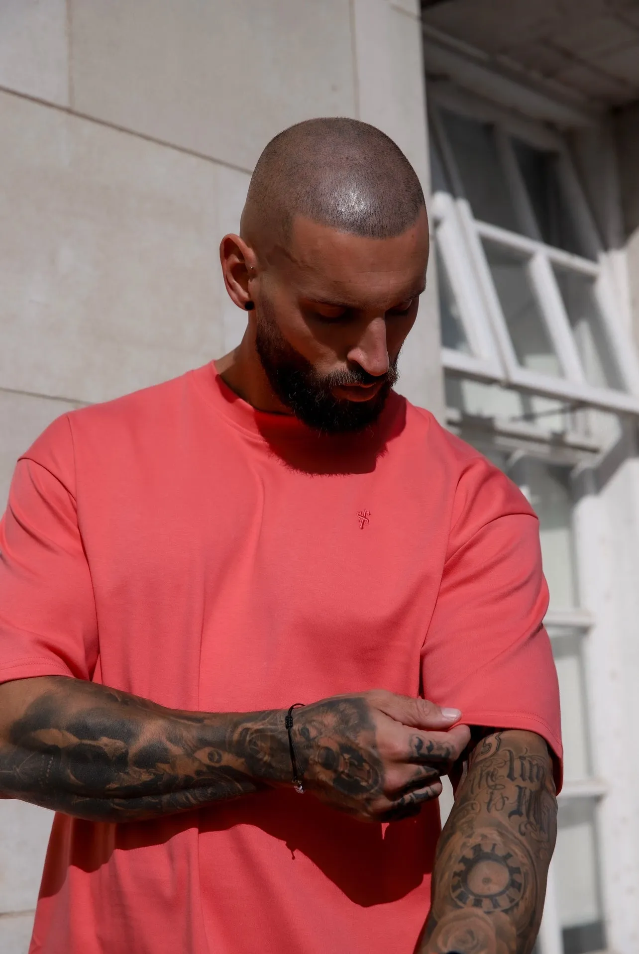 Father Sons Classic Coral Oversized Crew T Shirt - FSH863