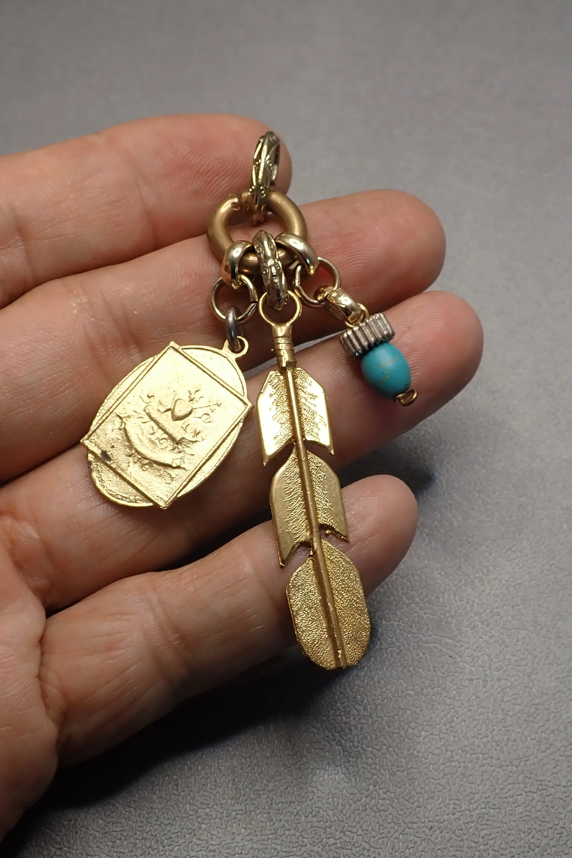 FEATHER & TURQUOISE PENDANT