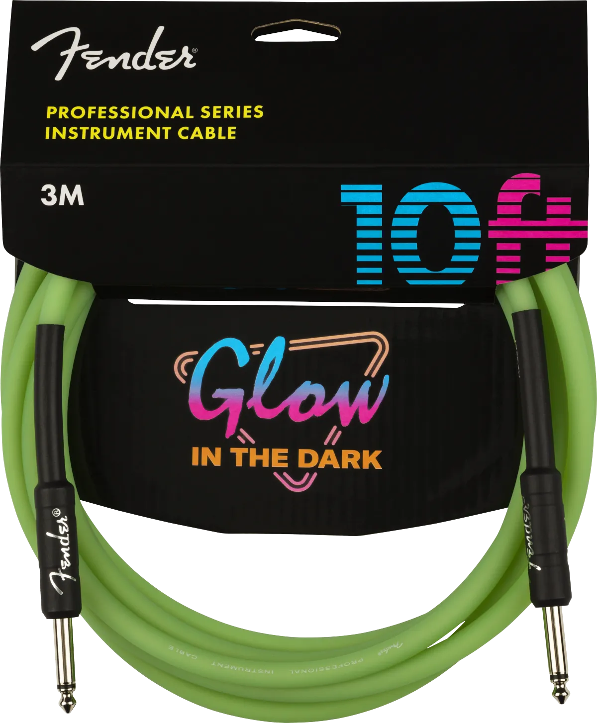 Fender Professional Glow in the Dark Cable, Green, 10'