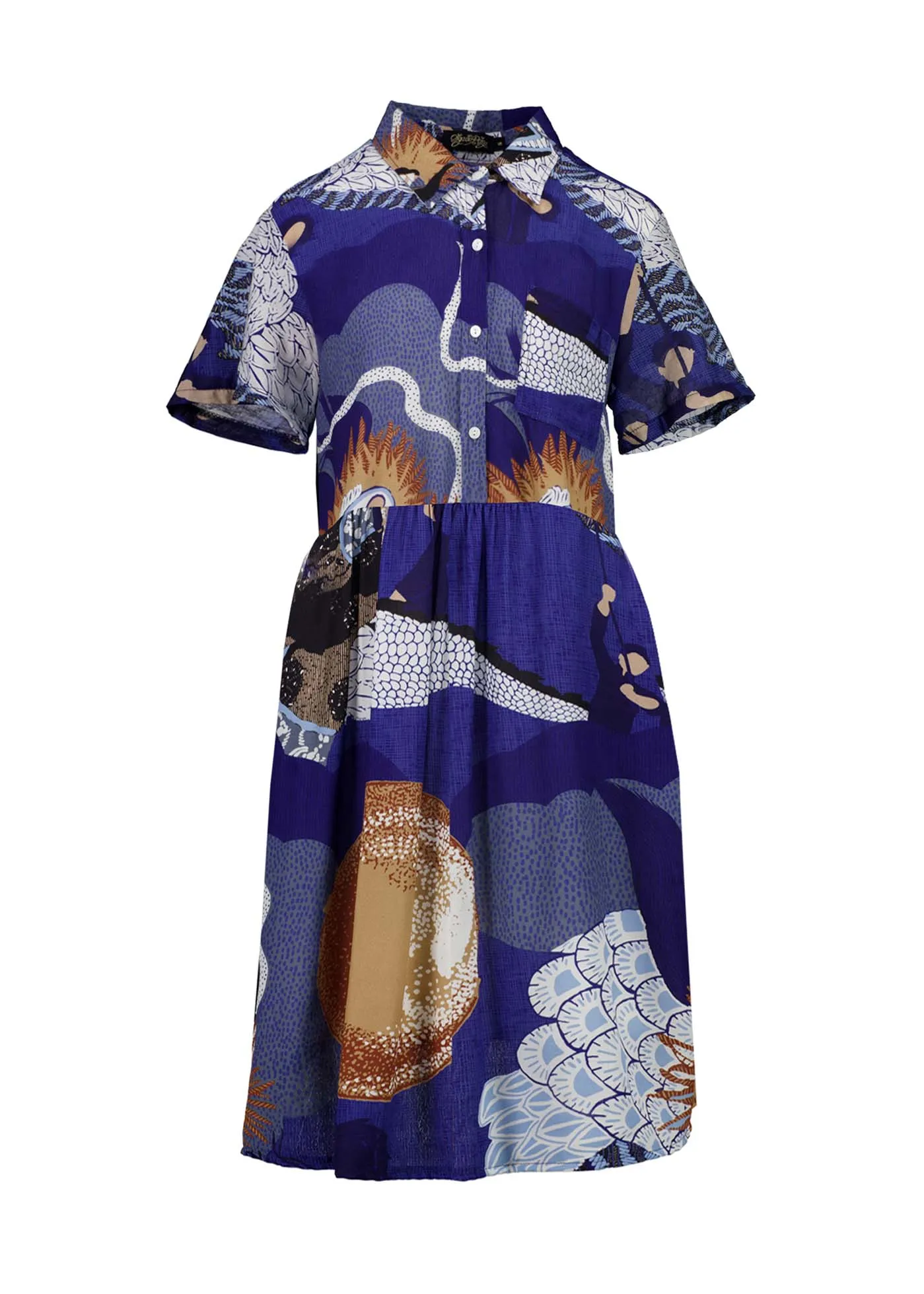 Festival Villa Dress Long Blue in Cotton Voile