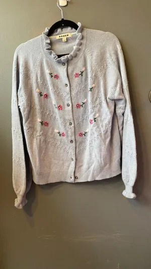 Floral Ruffle Cardigan Sweater