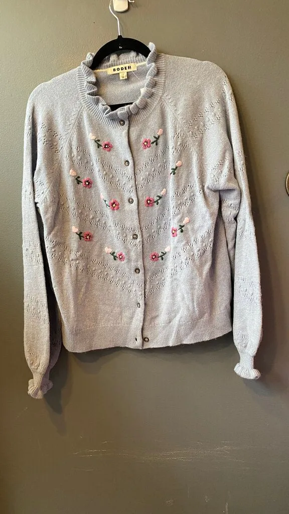 Floral Ruffle Cardigan Sweater
