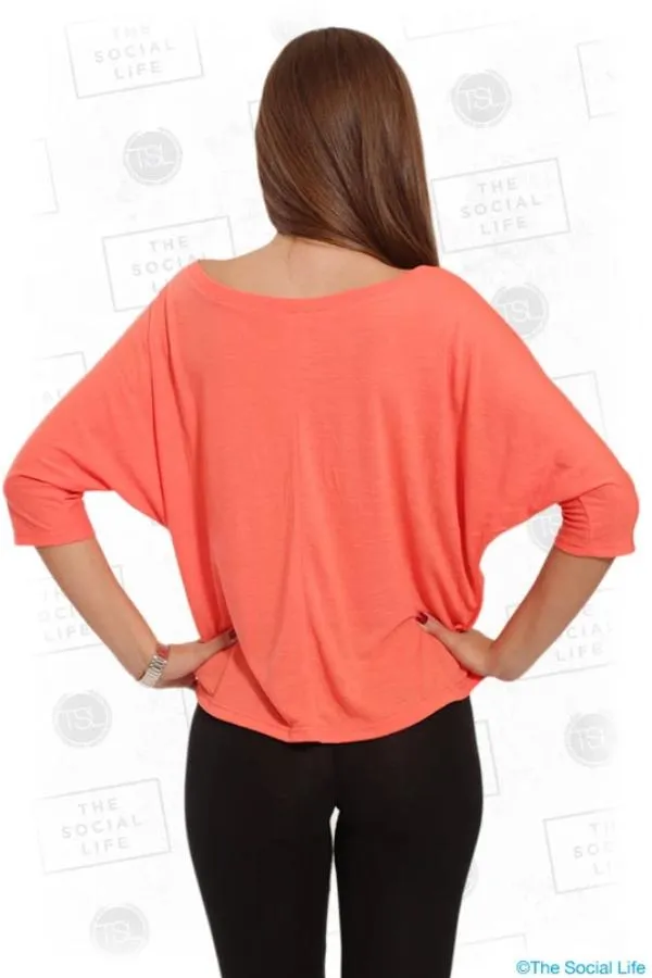 FLOWY BOXY HALF-SLEEVE V-NECK