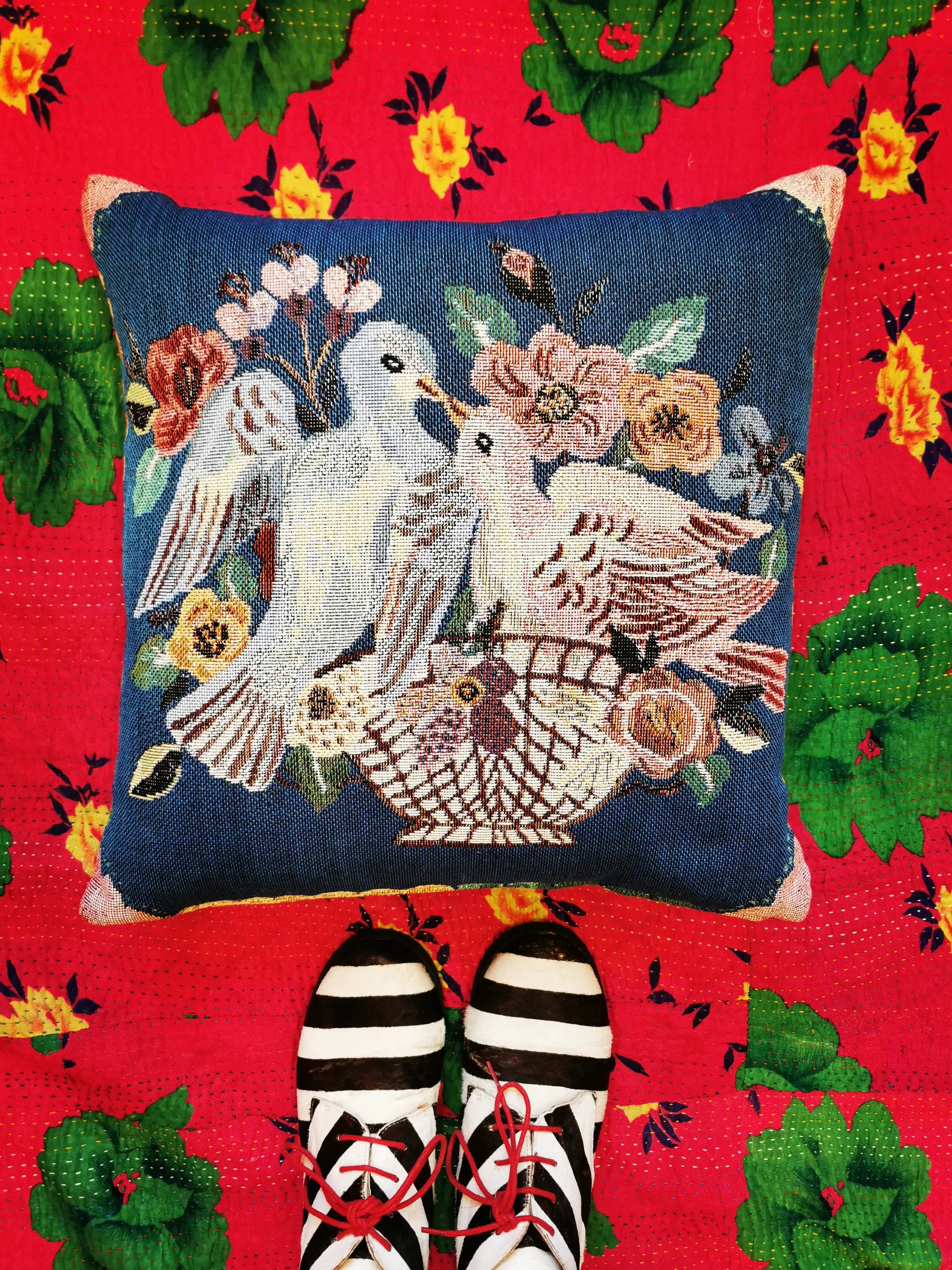 Folk art cushions.