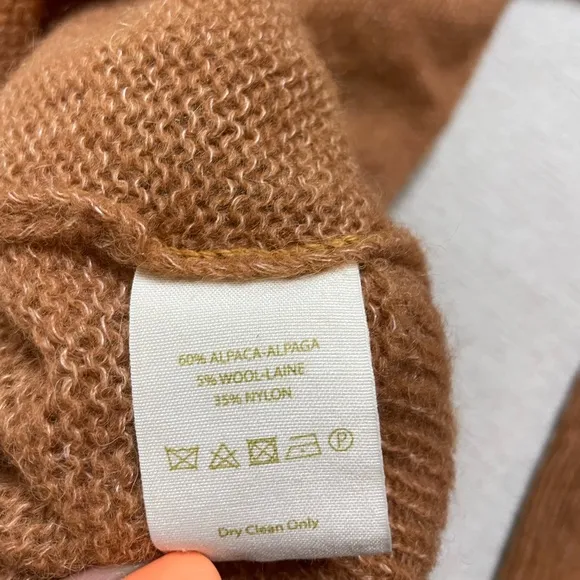 Free People Gossamer Terracotta Alpaca Wool Vneck Sweater Oversize XS