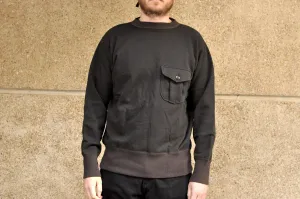 Freewheelers 11oz Set-In Sleeve Loopwheeled "Pocket Sweatshirt" (Soot Black X Charcoal Black)