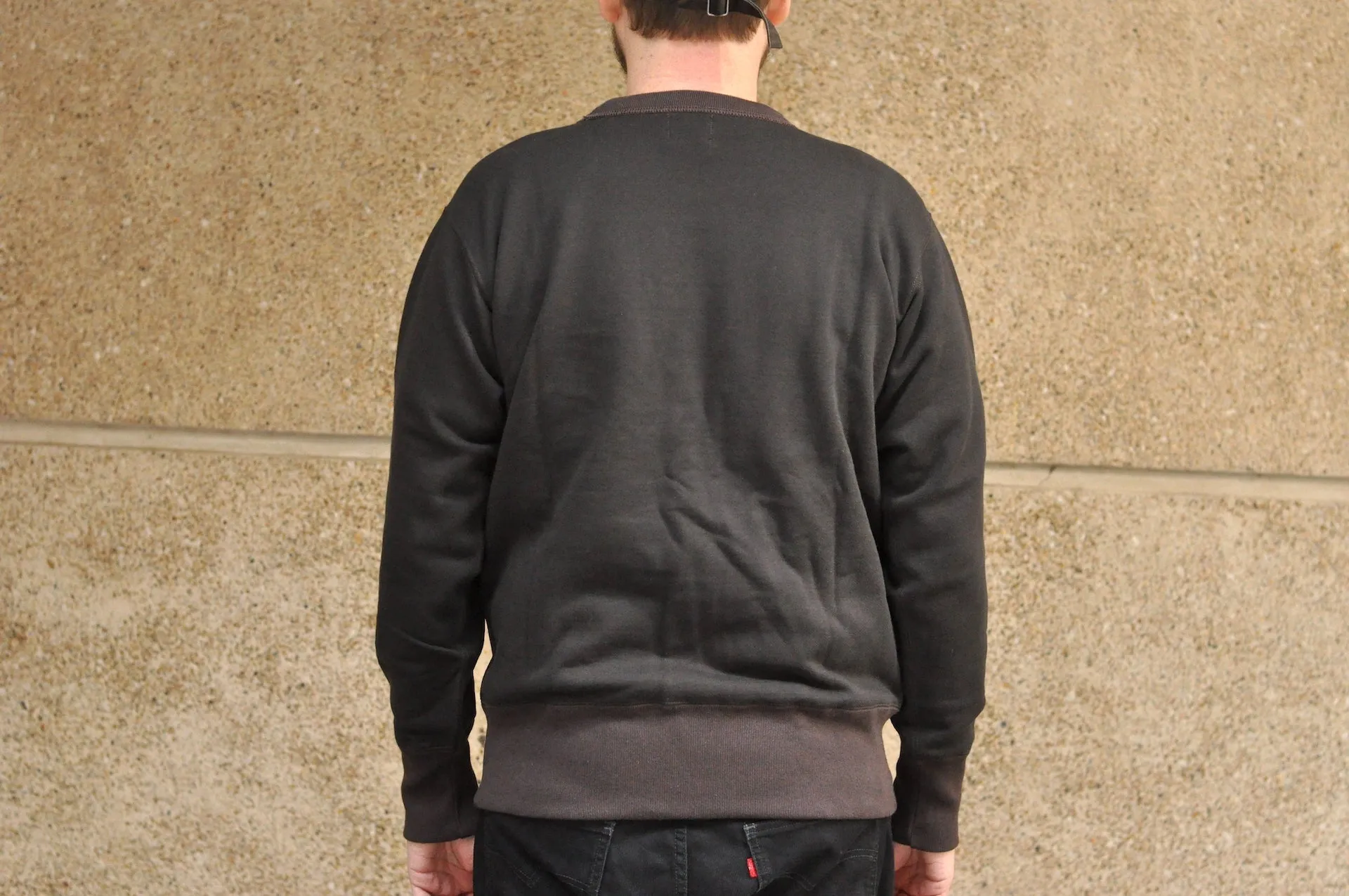 Freewheelers 11oz Set-In Sleeve Loopwheeled "Pocket Sweatshirt" (Soot Black X Charcoal Black)
