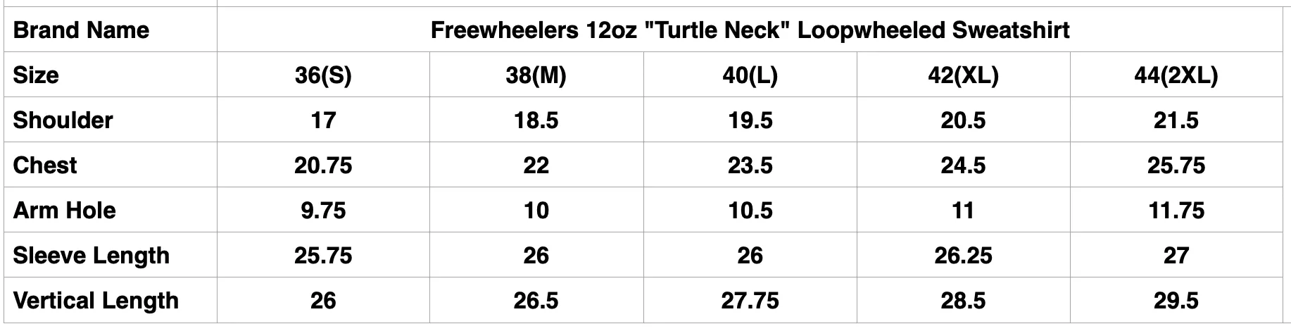 Freewheelers 12oz "Turtle Neck" Loopwheeled Sweatshirt (Jet Black)