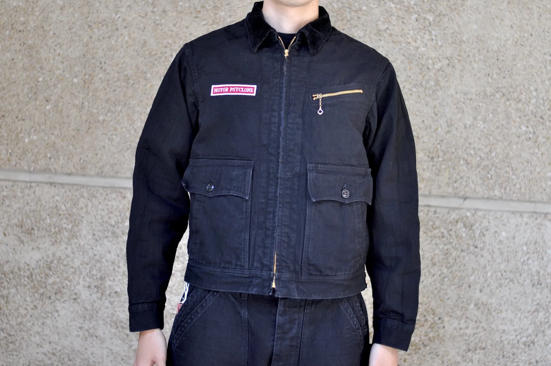 Freewheelers Duck Canvas "Screaming Skull" Garage Worker Jacket (Rude Black)