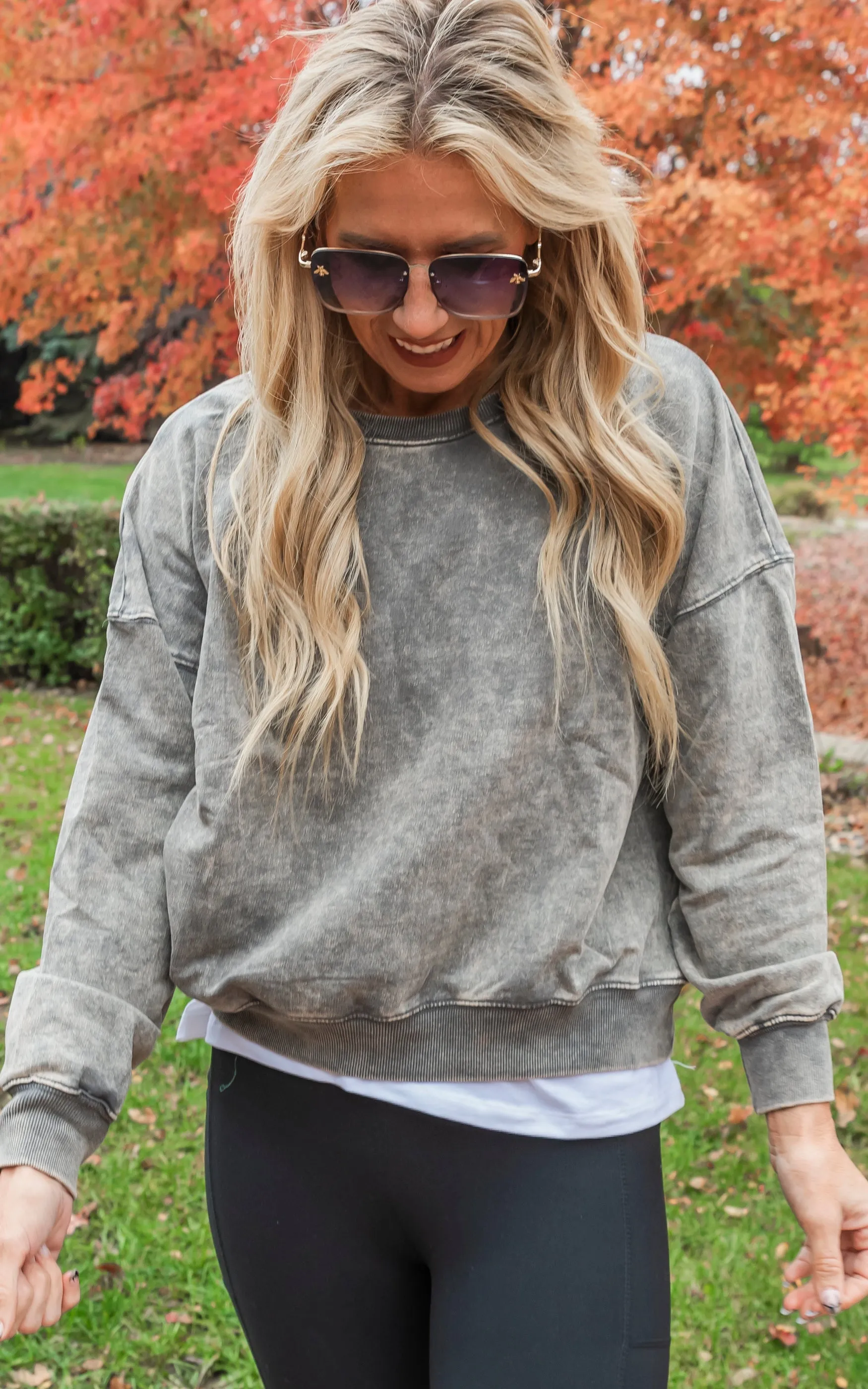 French Terry Acid Wash Pullover - Final Sale