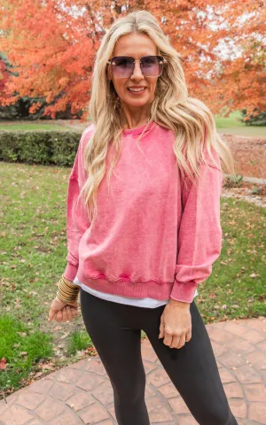 French Terry Acid Wash Pullover - Final Sale