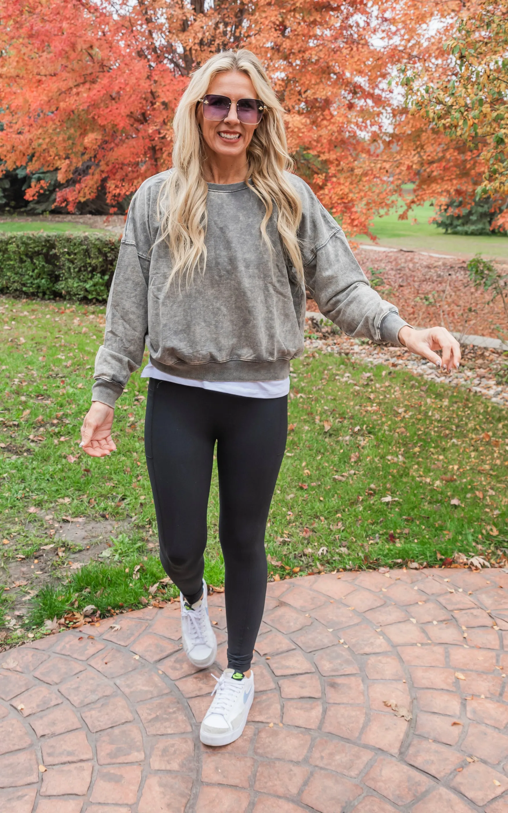 French Terry Acid Wash Pullover - Final Sale
