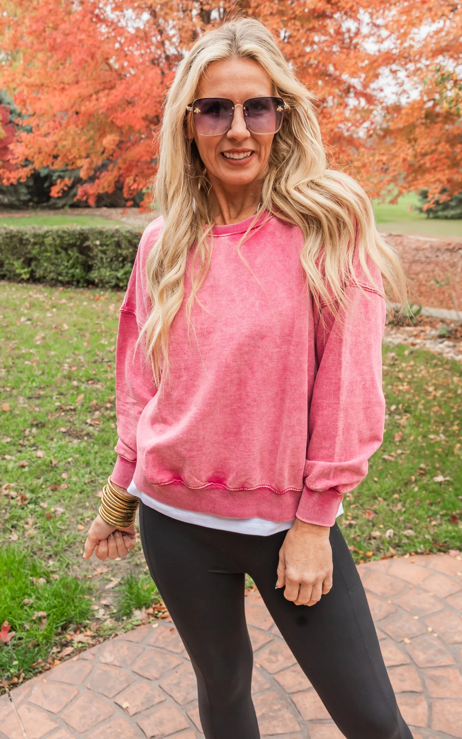 French Terry Acid Wash Pullover - Final Sale