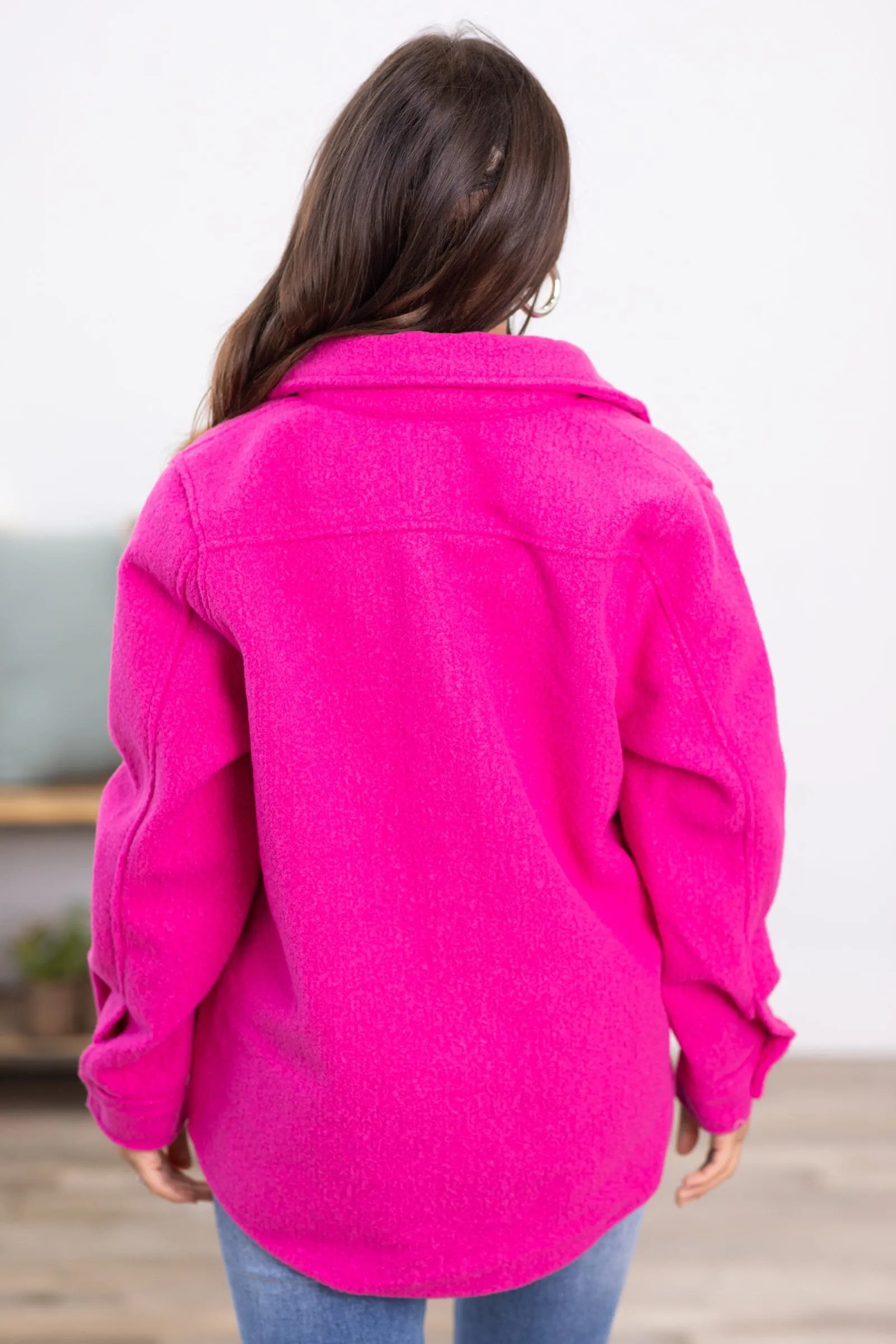 Fuchsia Textured Snap Front Shacket