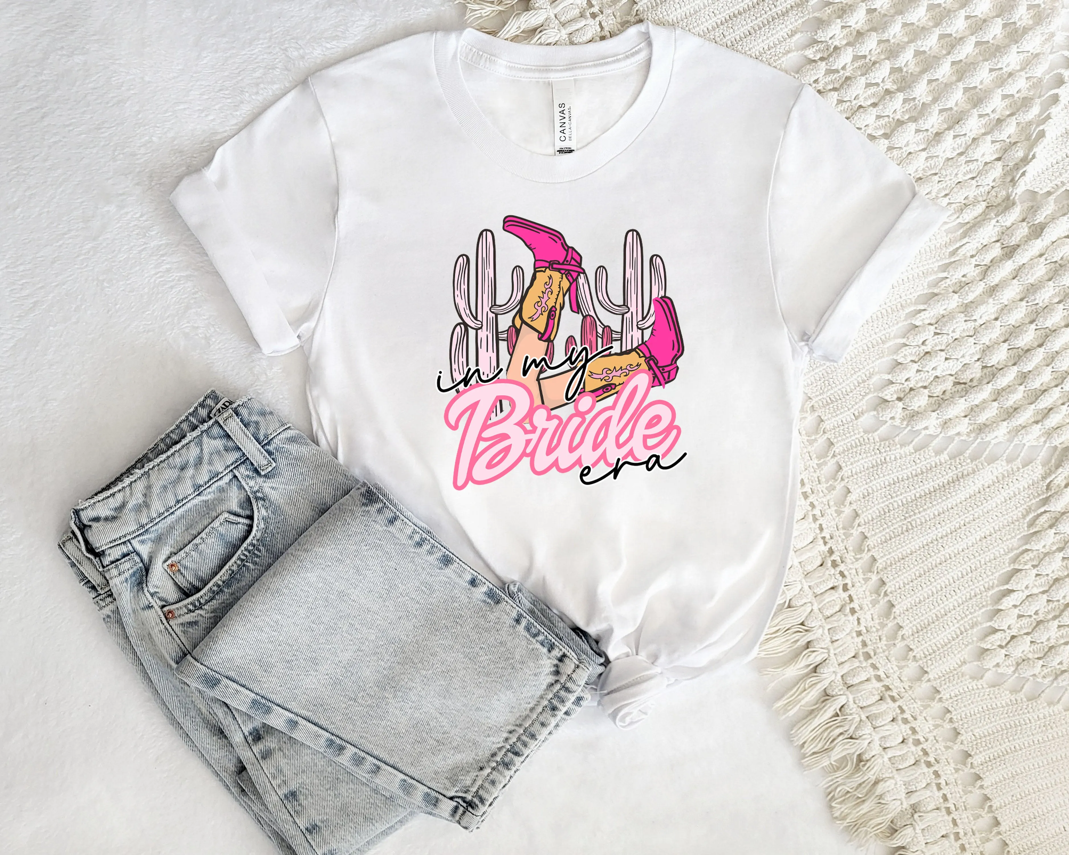 Funky Cowgirl Hen Party TShirt - Cute Oversized In My Bridesmaid Era Hen Party Tops