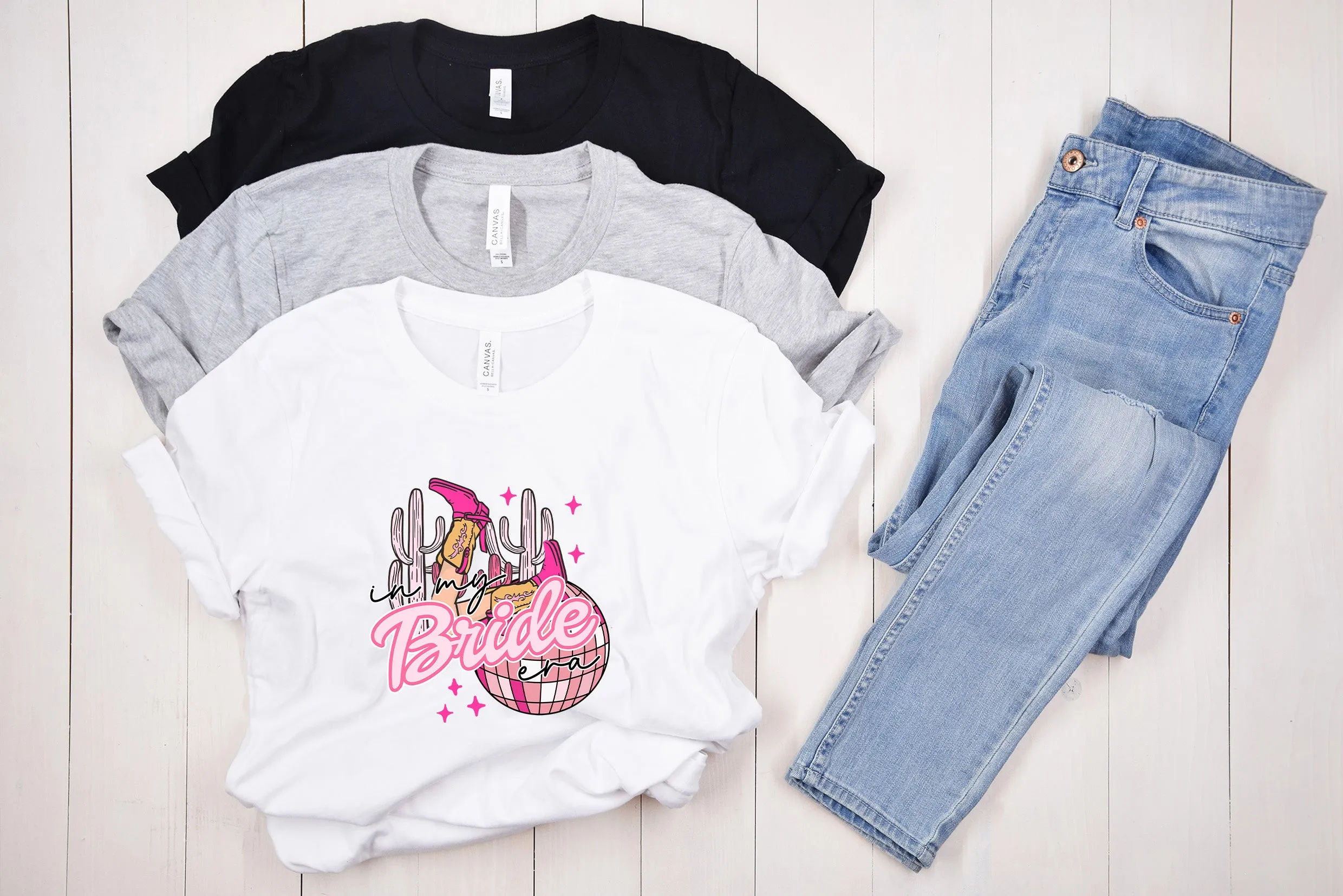Funky Cowgirl Hen Party TShirt - Cute Oversized In My Bridesmaid Era Hen Party Tops
