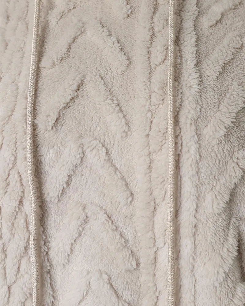 Fuzzy Cable Textured Casual Hoodie