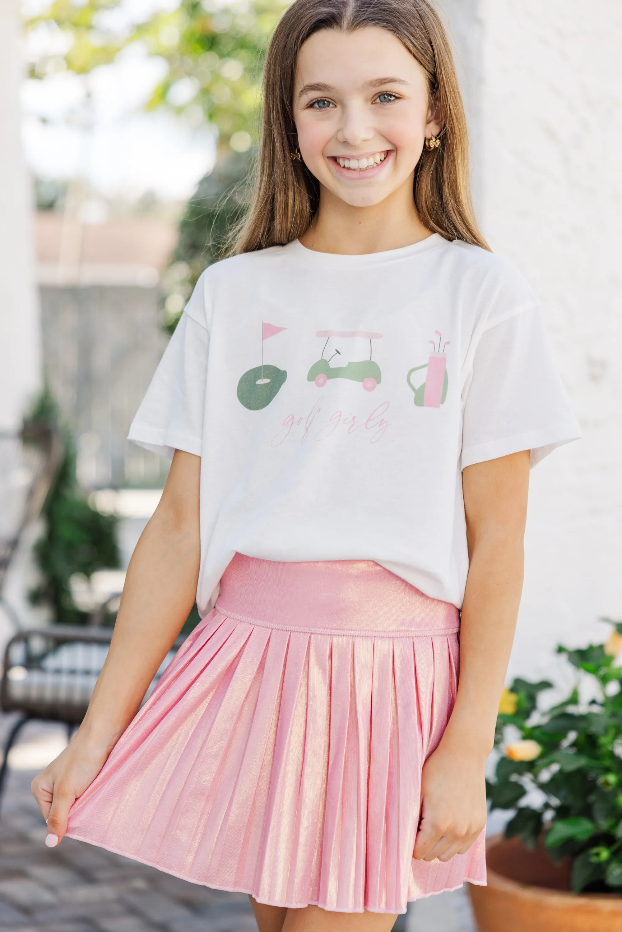 Girls: The Mila Pink Shimmer Skort