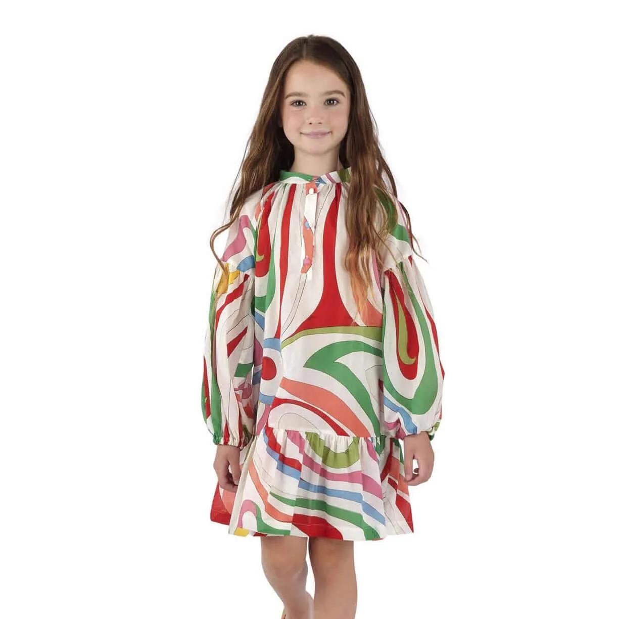 Girls White Colourful Dress