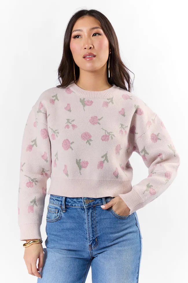 Grand Measures Light Pink Floral Sweater SALE
