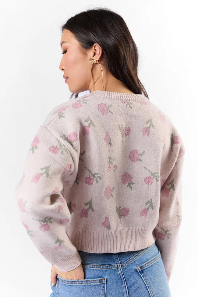 Grand Measures Light Pink Floral Sweater SALE