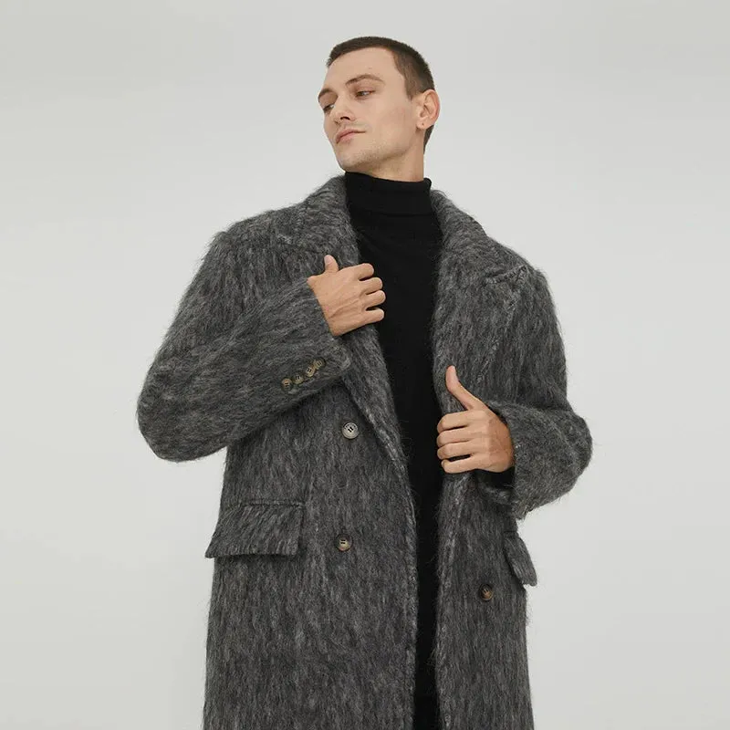 Gray Textured Wool Overcoat