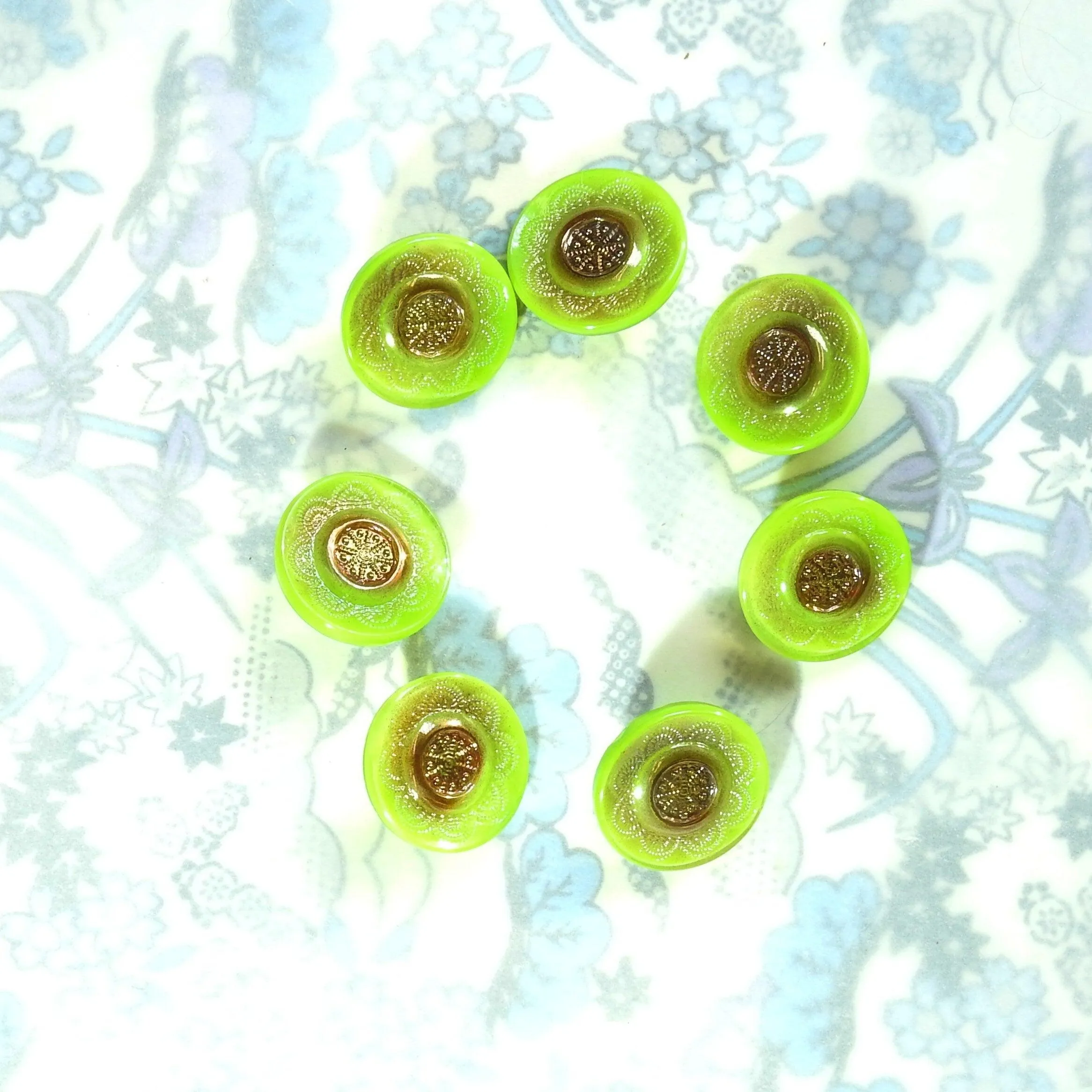 Green vintage glass buttons