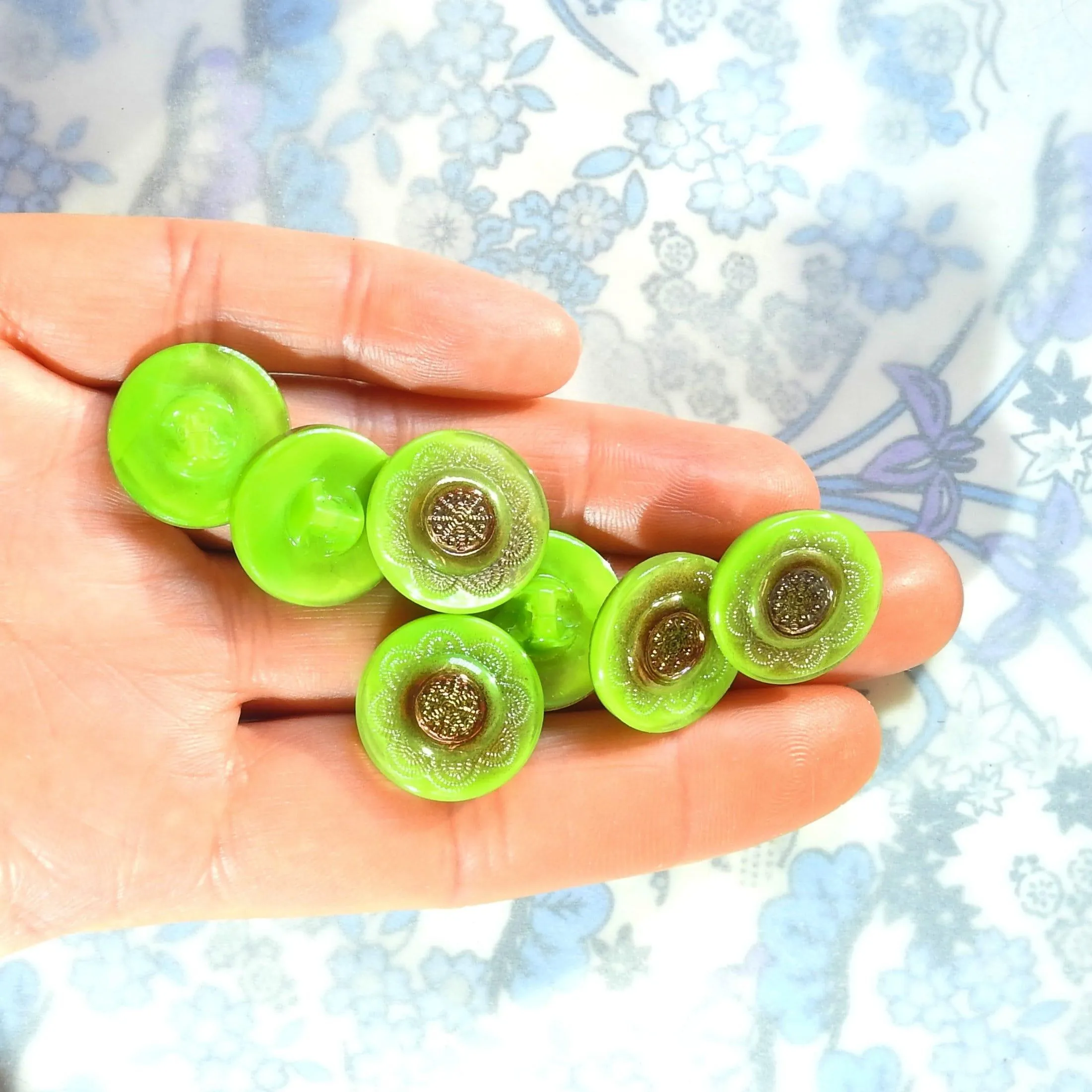 Green vintage glass buttons