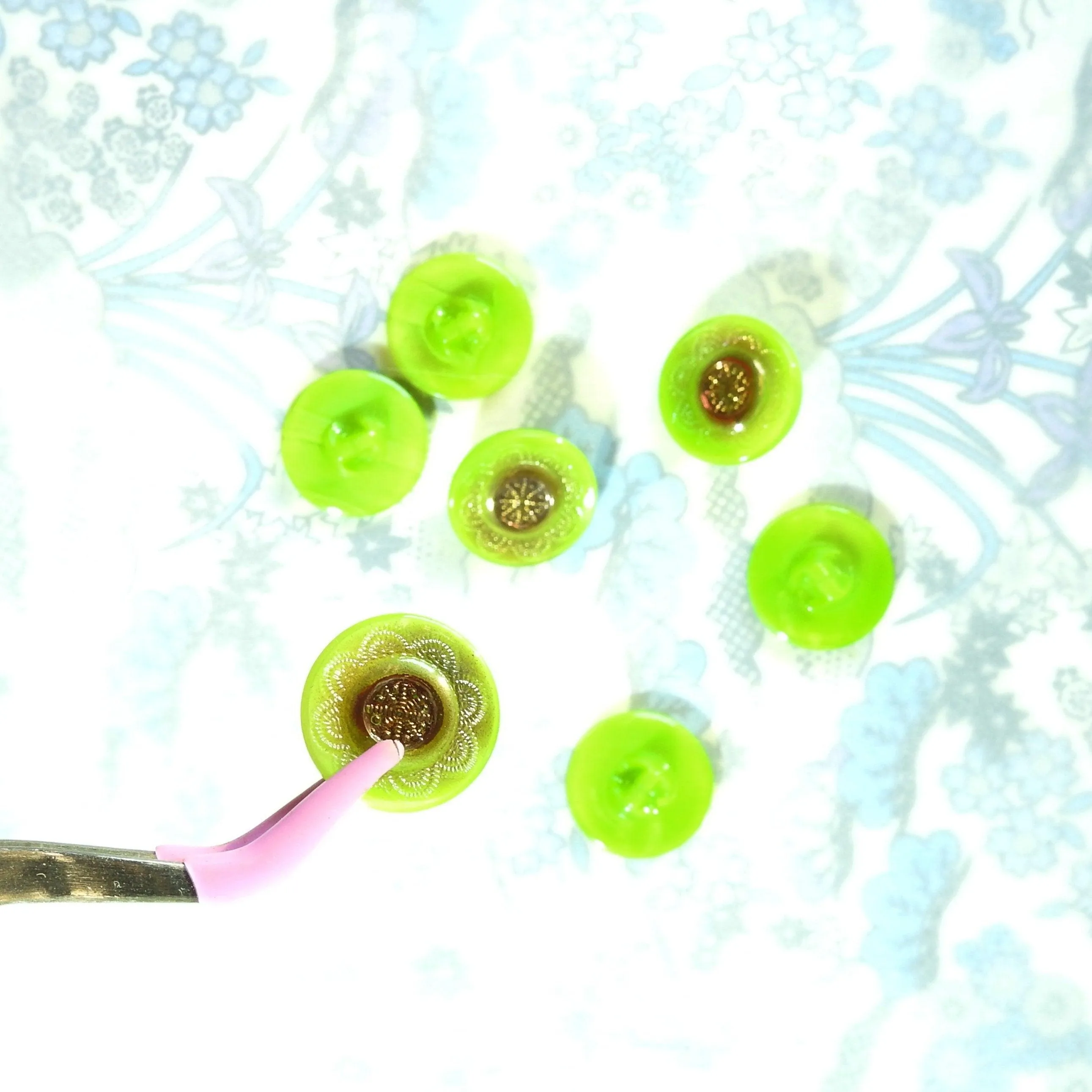 Green vintage glass buttons