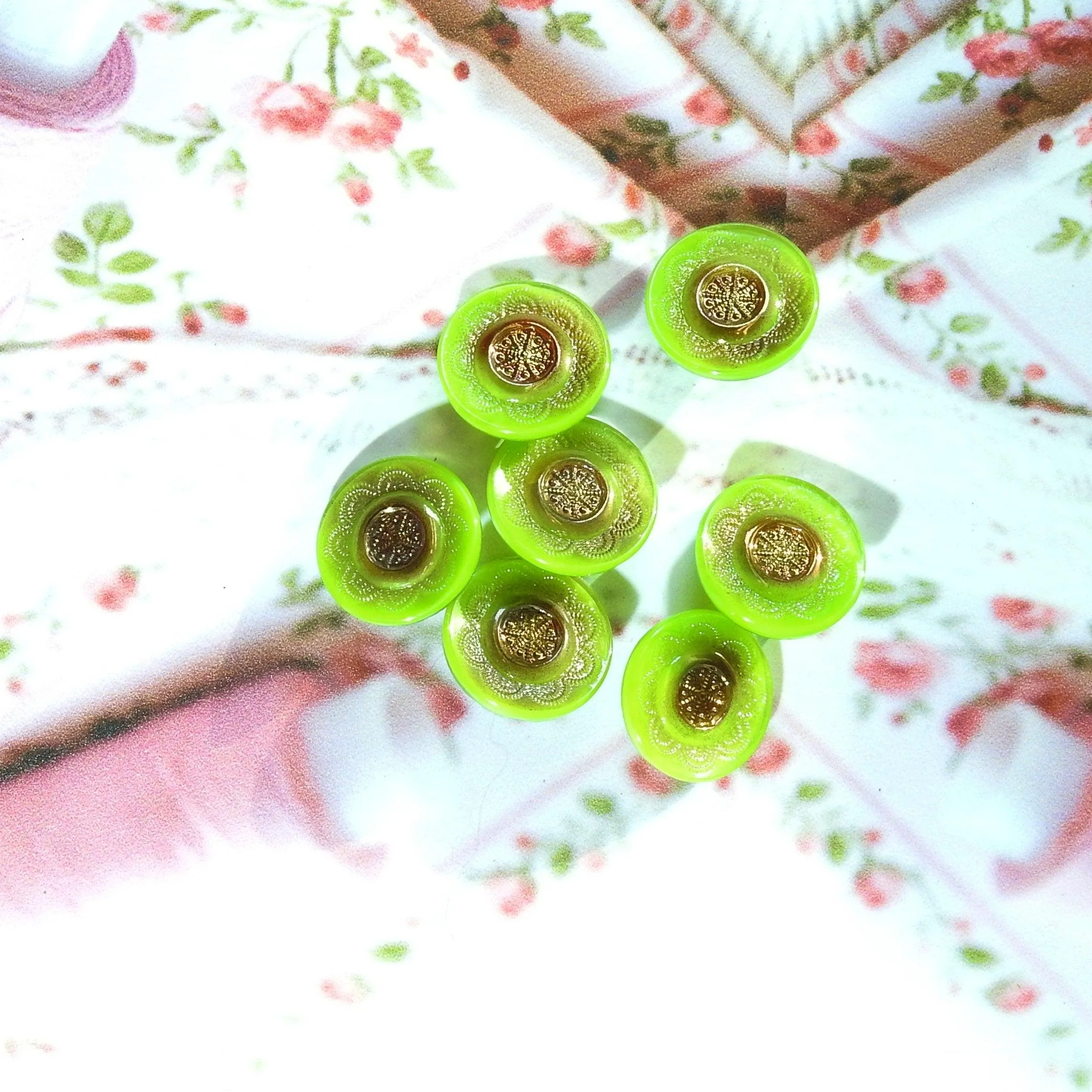 Green vintage glass buttons