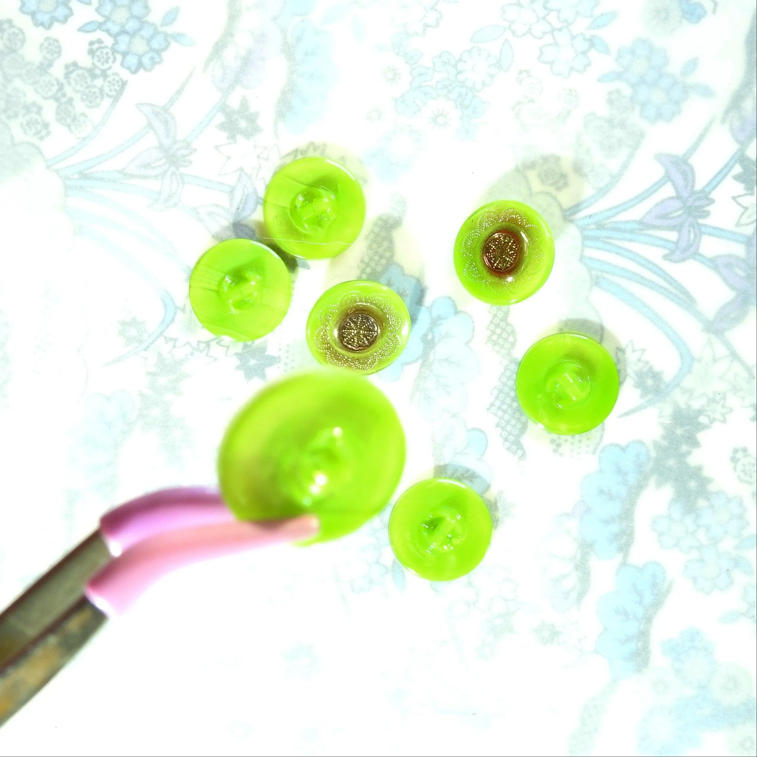 Green vintage glass buttons