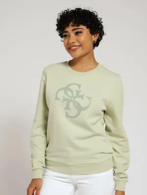 Guess Womens Quatro Fleece Sweater Light Green