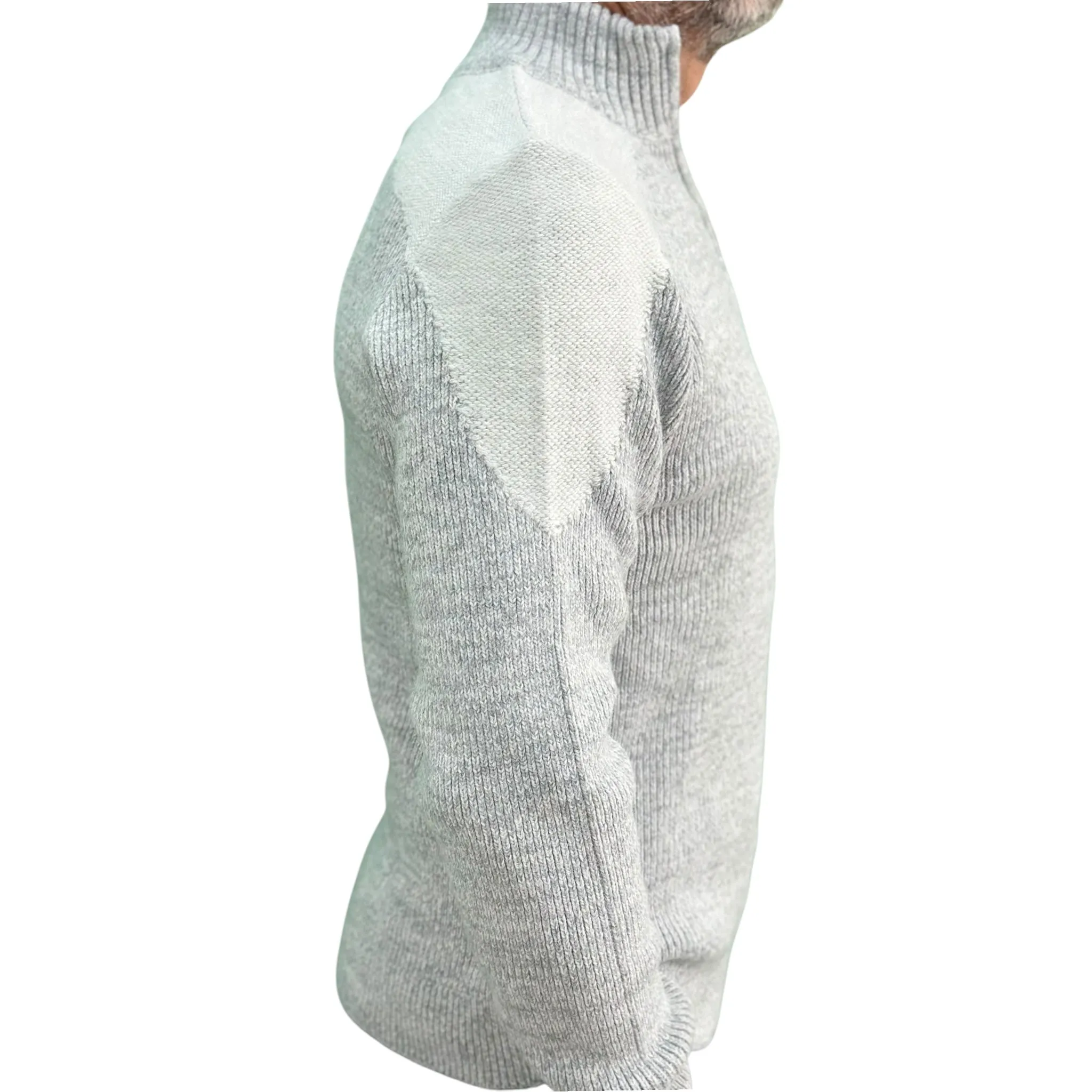 Gunky Winter Crew Neck Sweater- 100% Wool -  White with Detailed Shoulders Pad