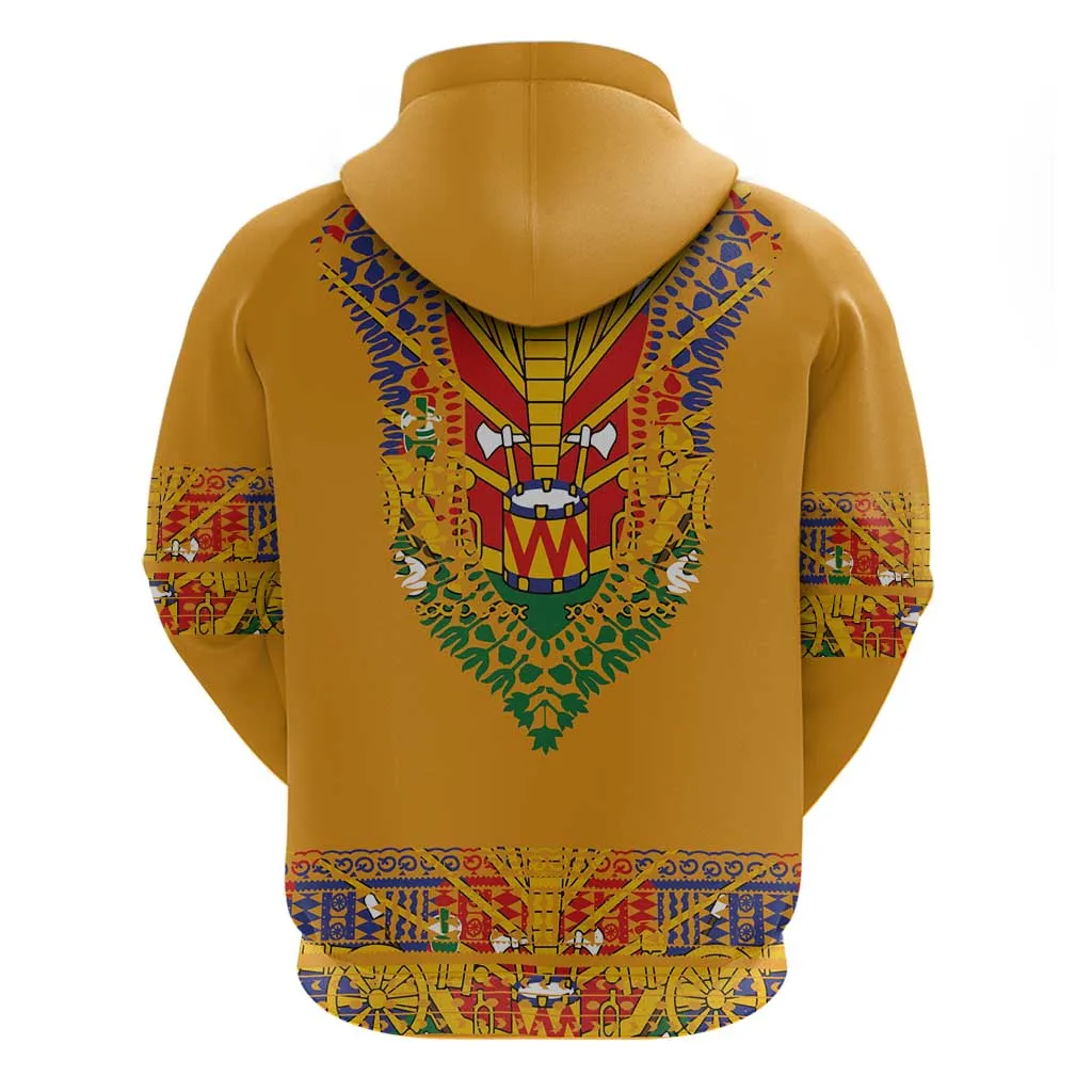 Haiti Flag Zip Hoodie Traditional Dashiki Yellow Color LT03
